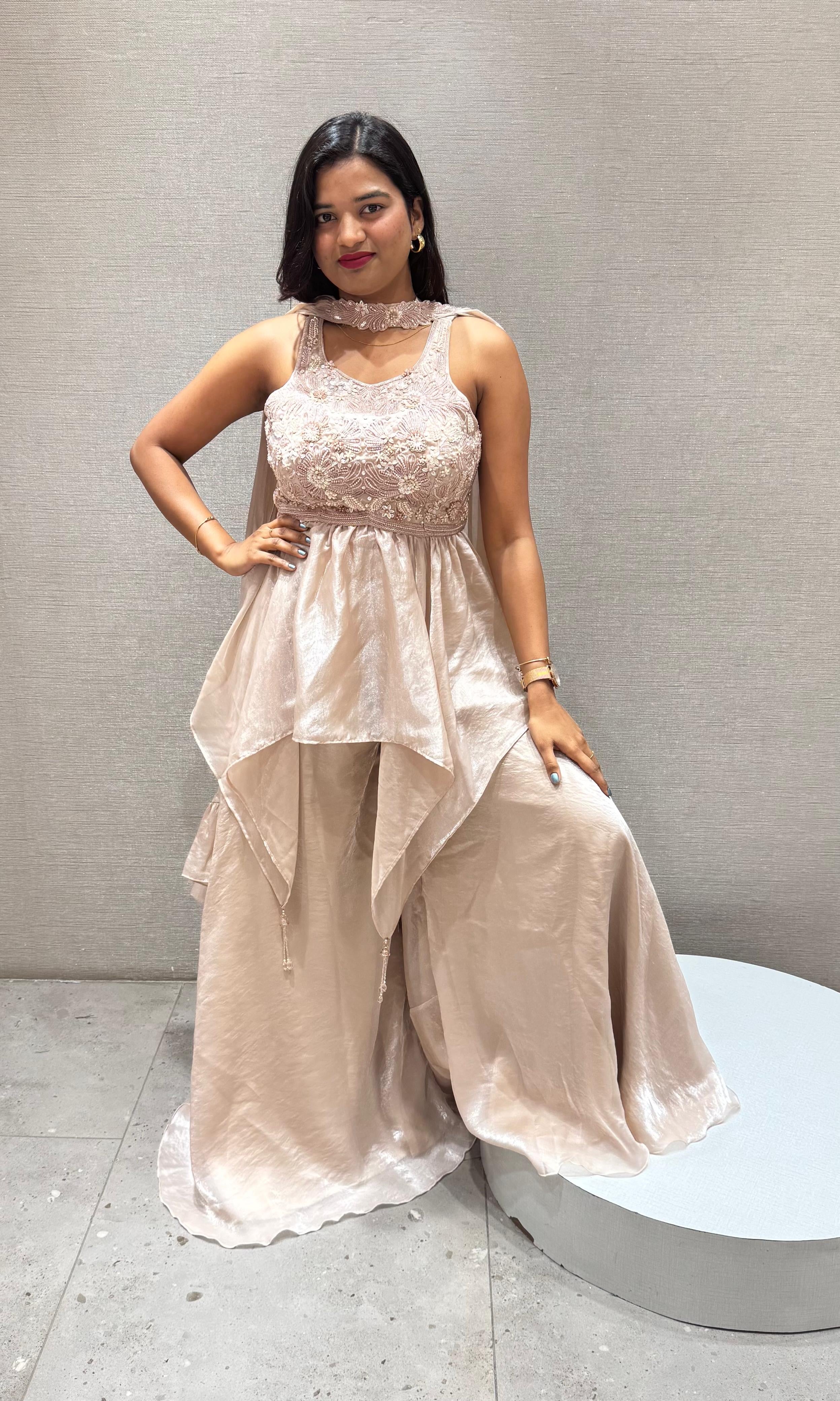 Moee EMBROIDERED PEPLUM PALAZOO