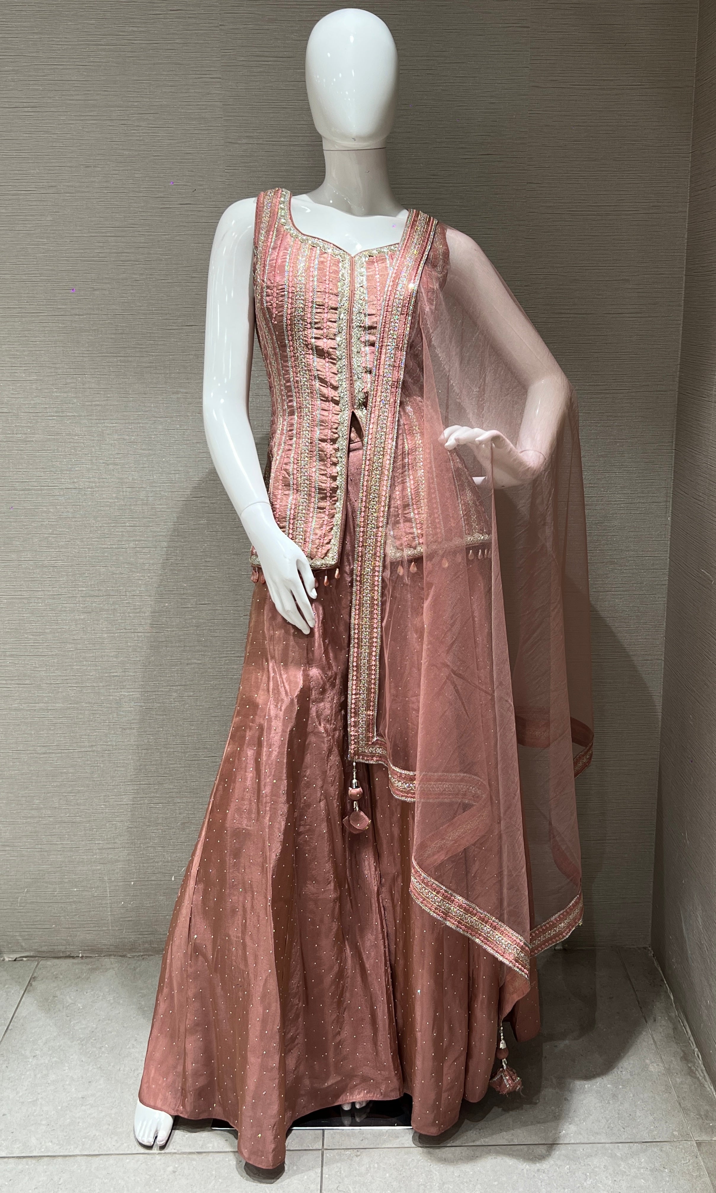 Pastel Peach Embroidered palazoo