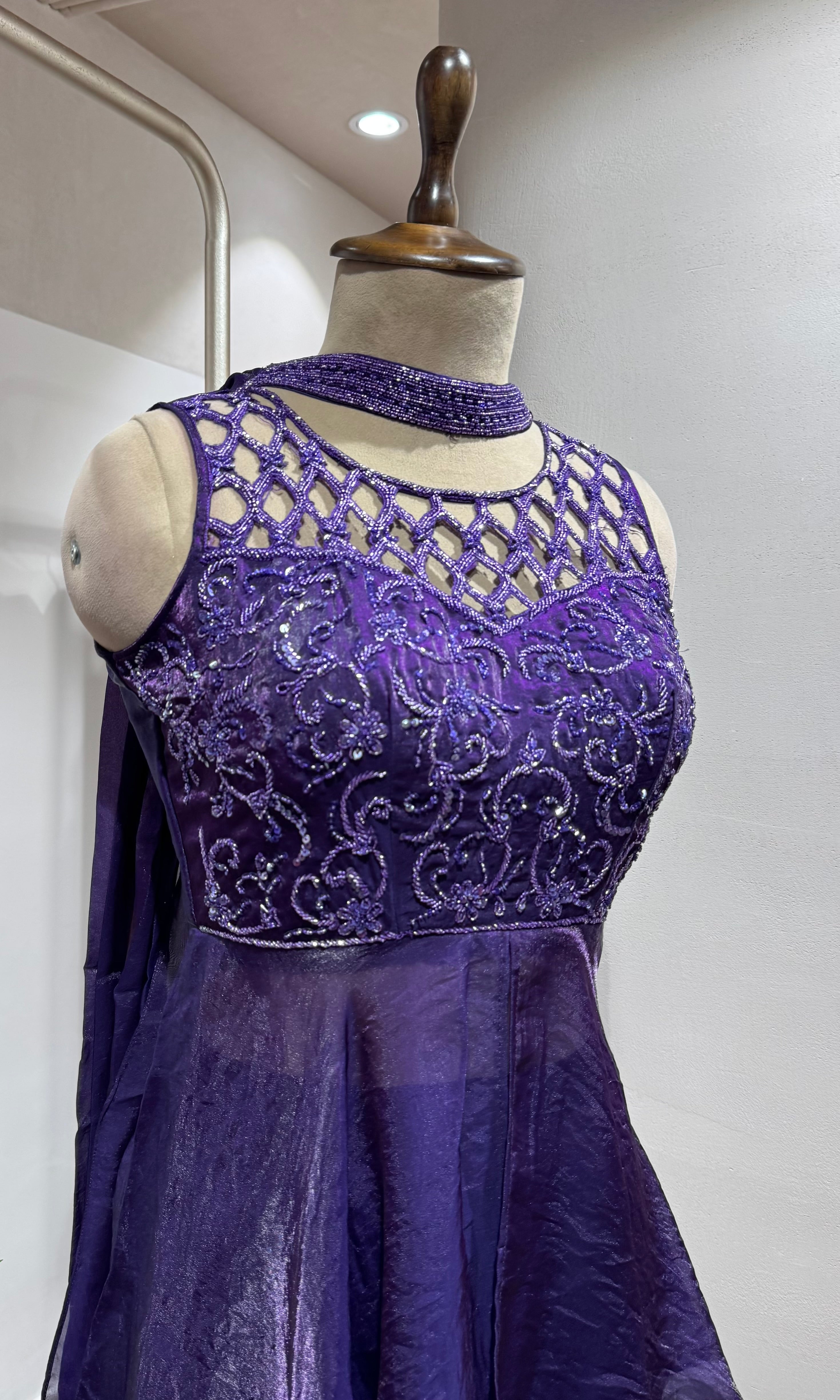 PURPLE Georgette Peplum Palazzo SET