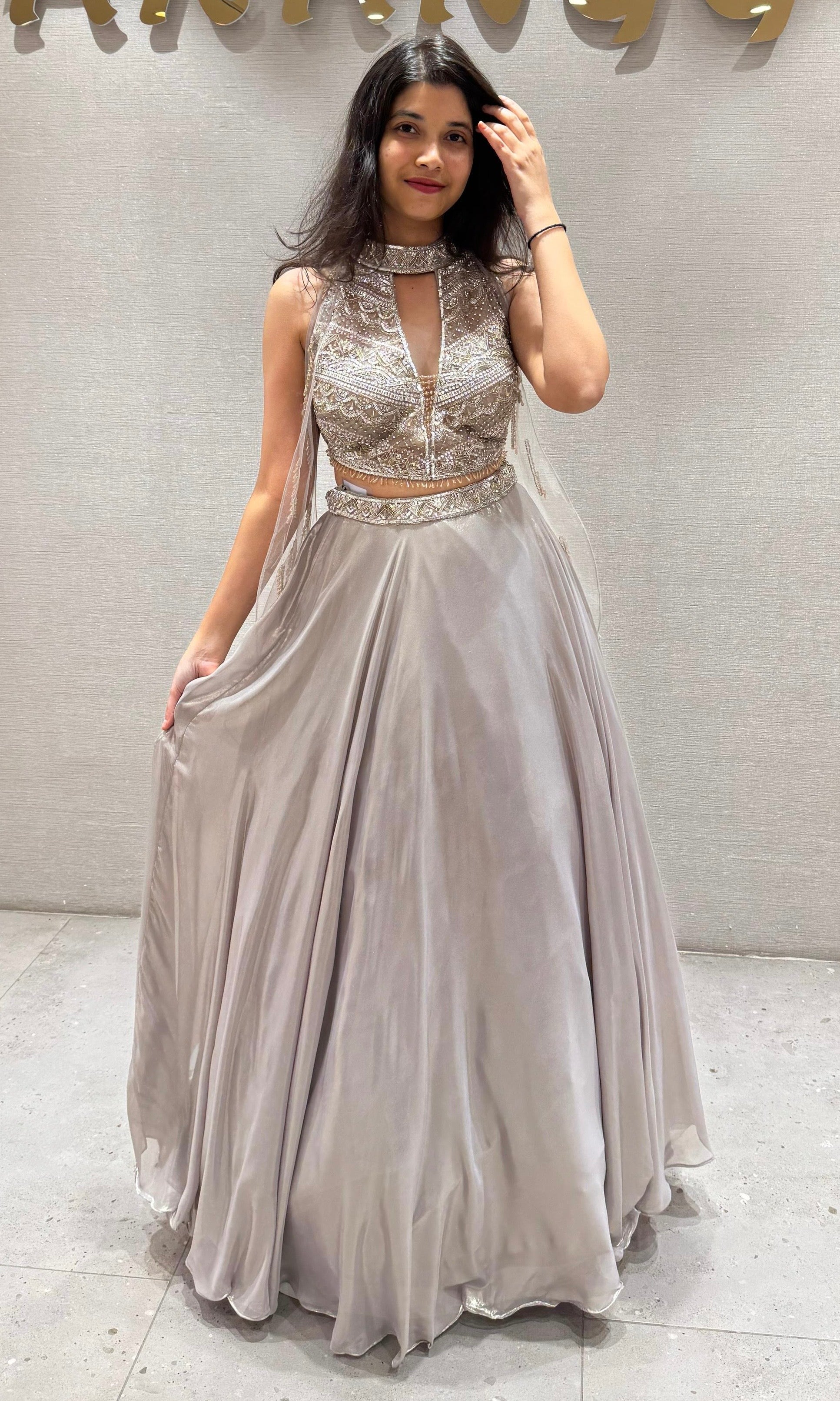 Silver shimmer stone Lehenga