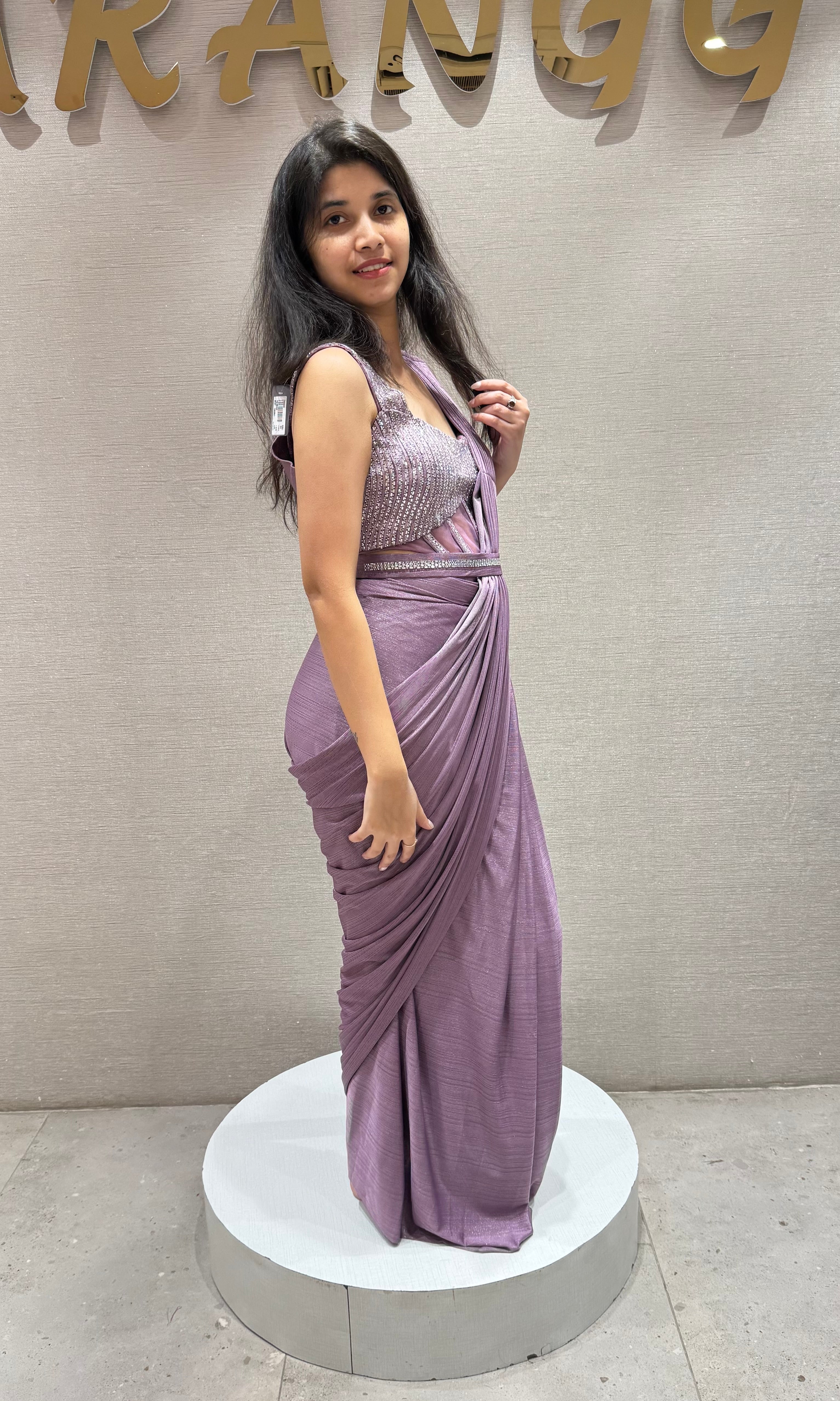 Light purple drape saree WITH CORSET BLOUSE
