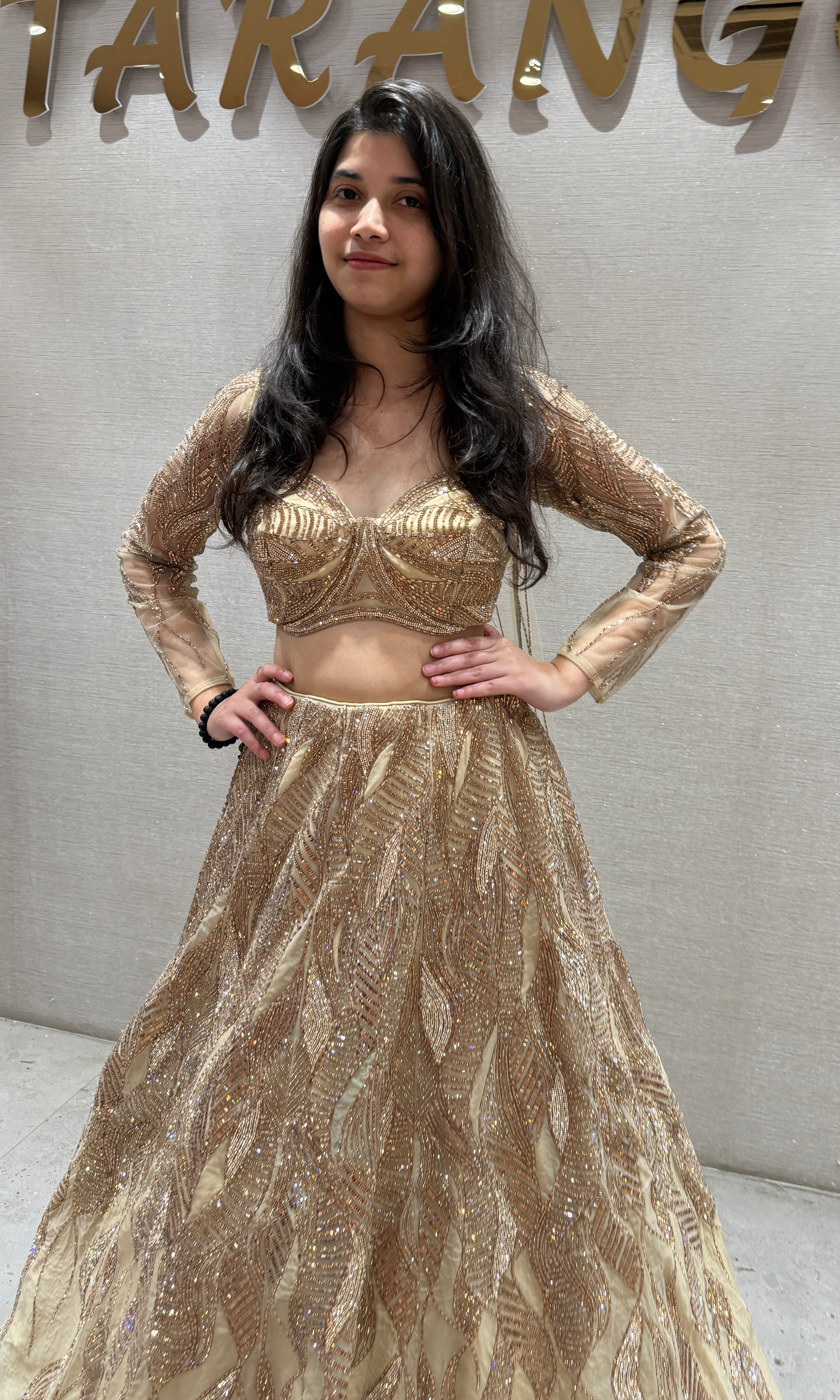 Elegant Gold Embroidered Lehenga