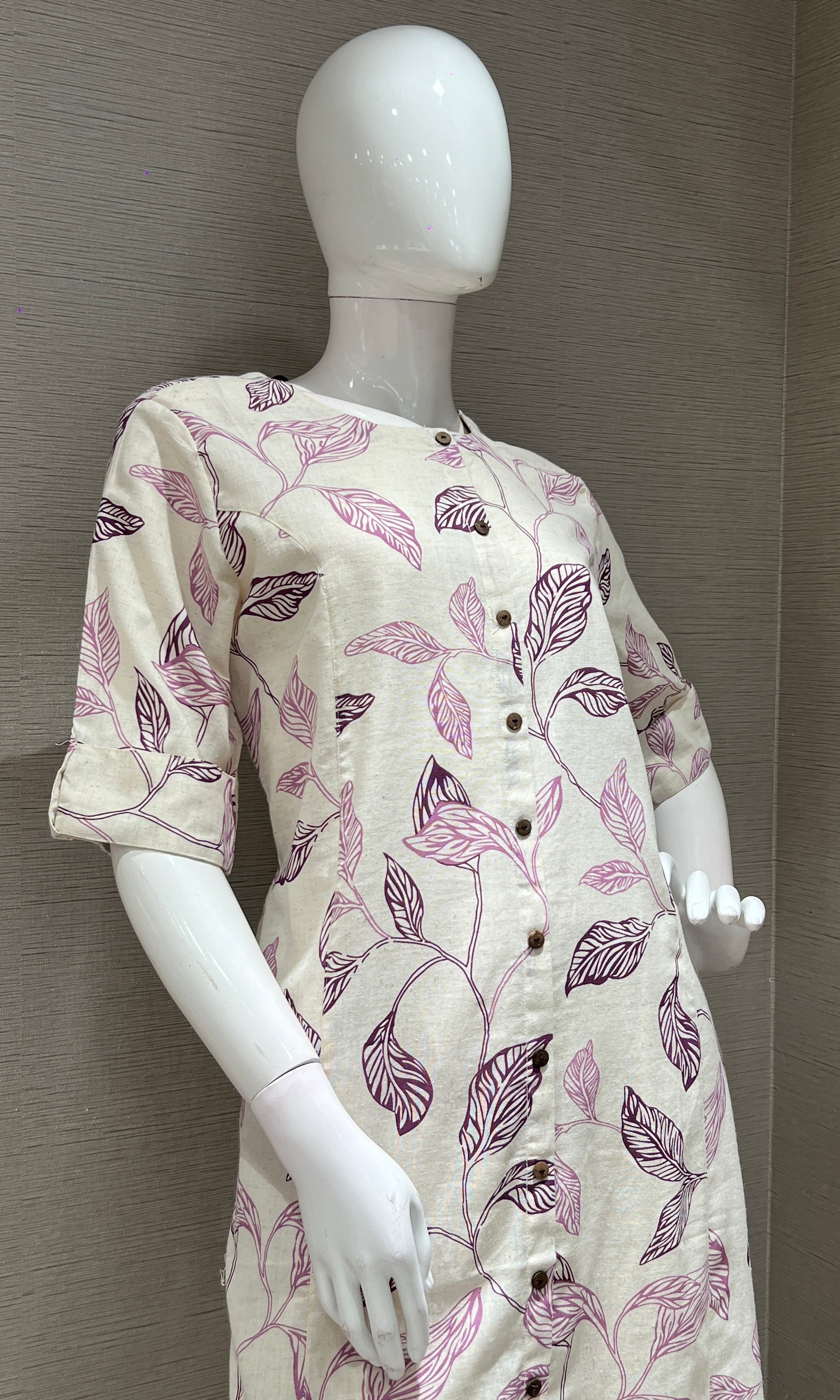 Purple FLORAL PRINT KURTI WITH BOTTOM