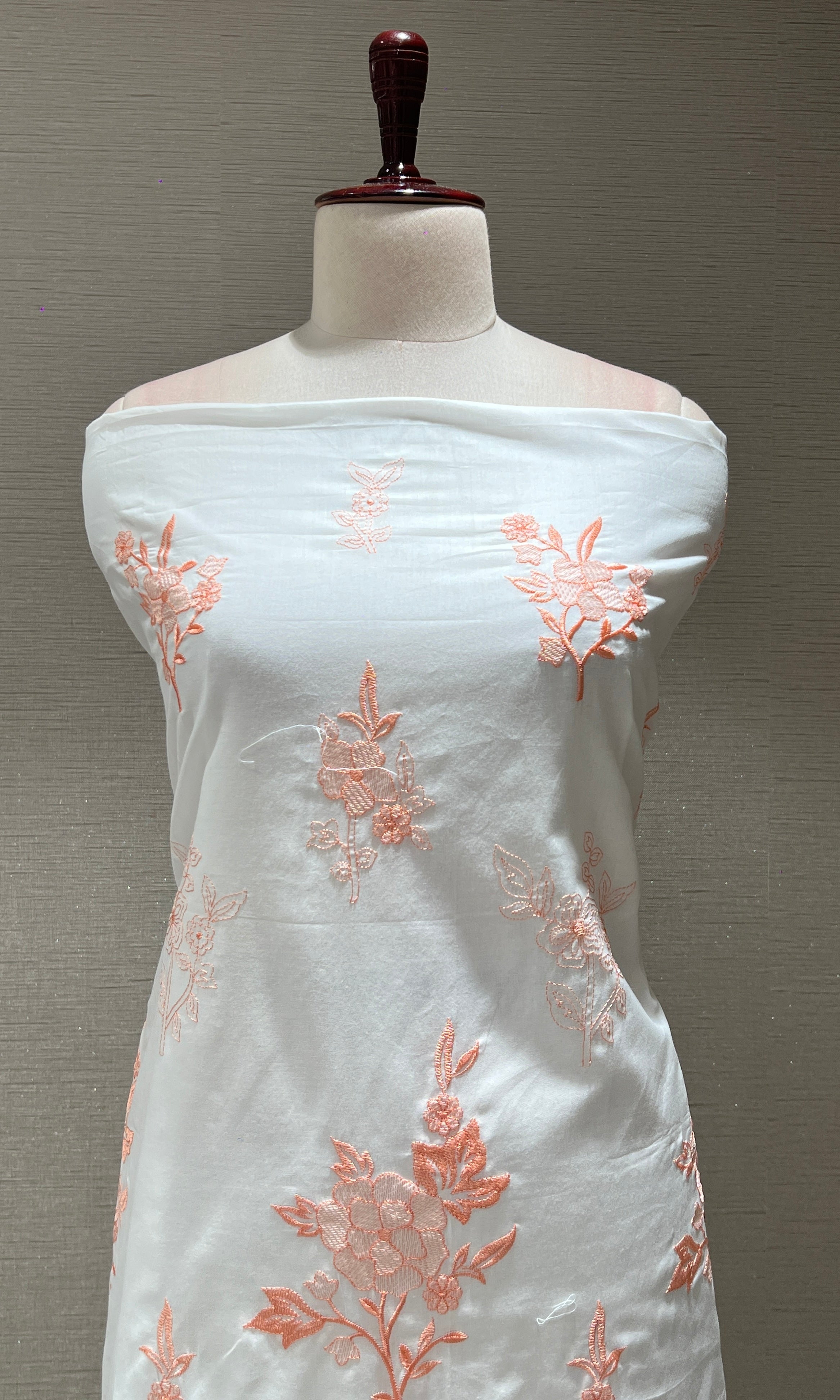 WHITE AND Orange dress material