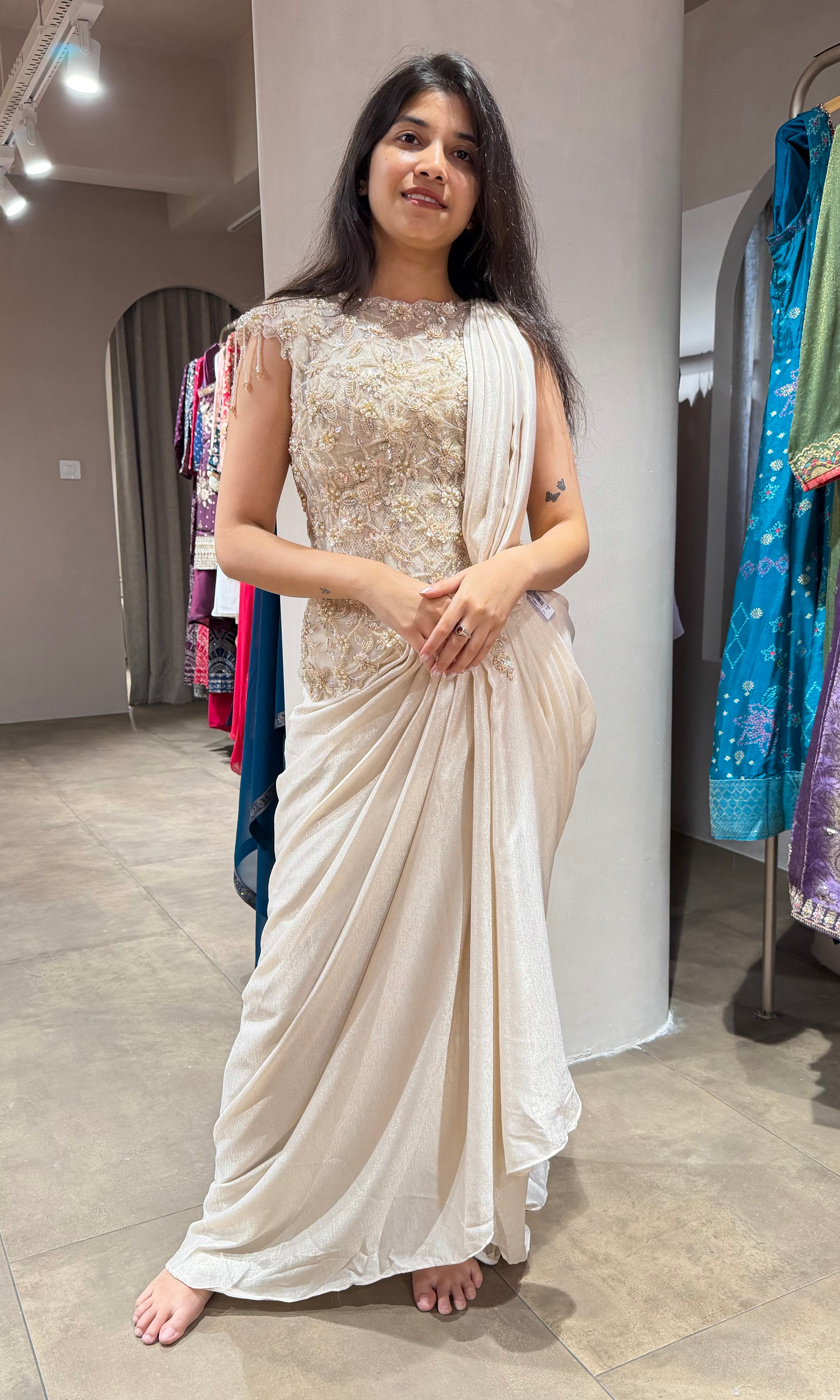 Fawn DRAPE SAREE WITH CORSET BLOUSE
