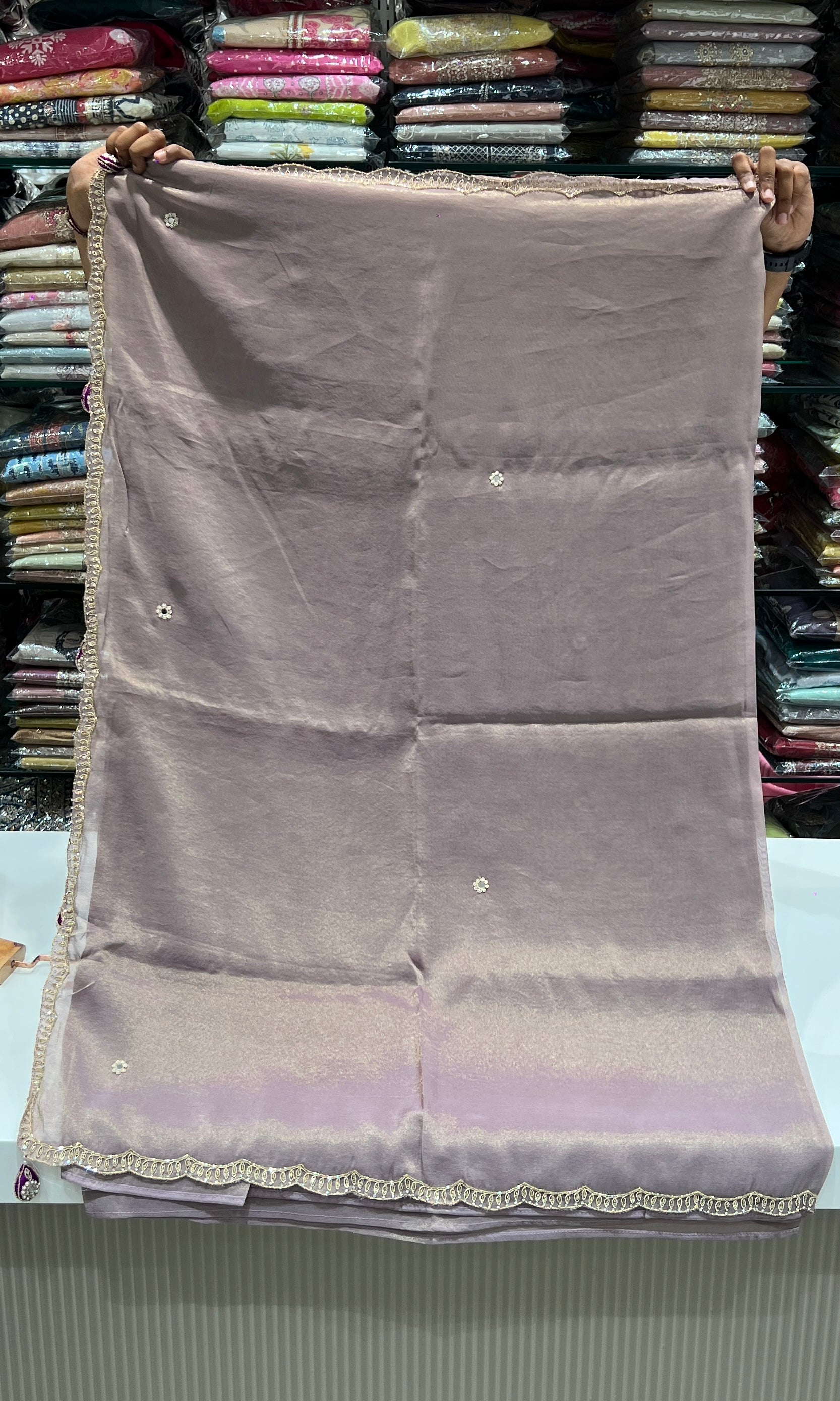 Grey saree with ready blouse 4321