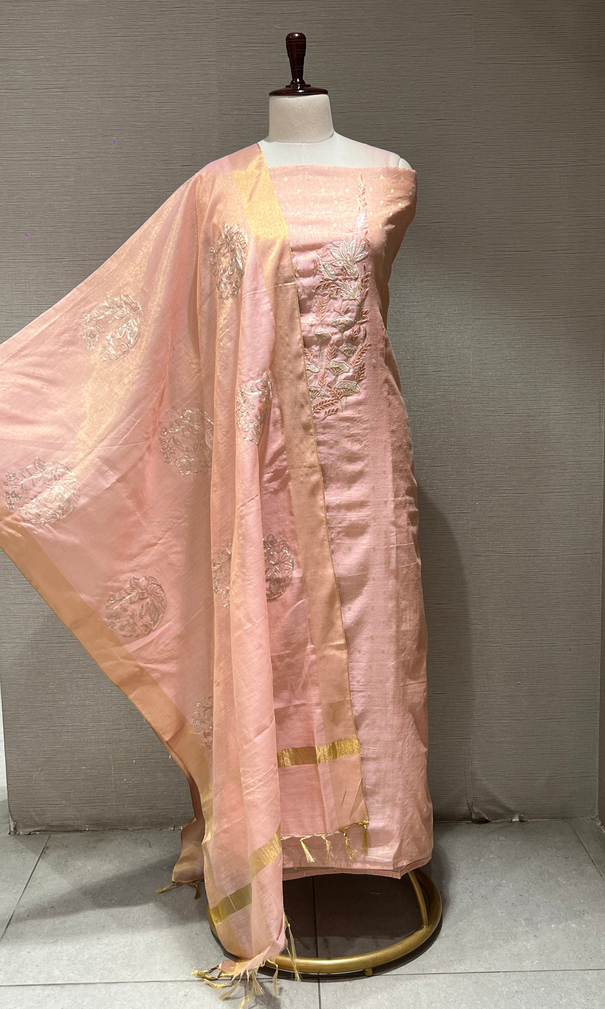 Peach dress material