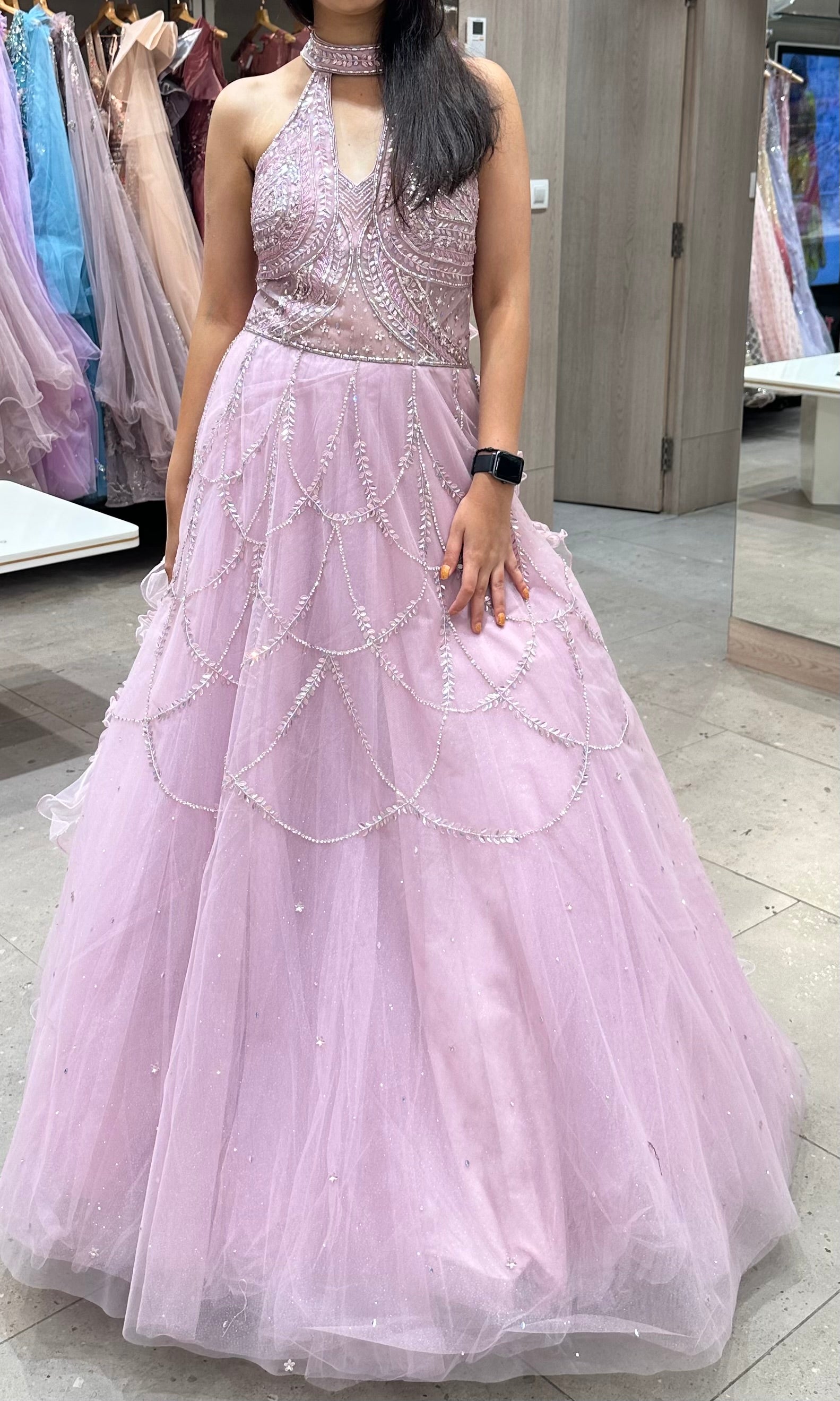 Baby pink long dress, frock and long sleeve