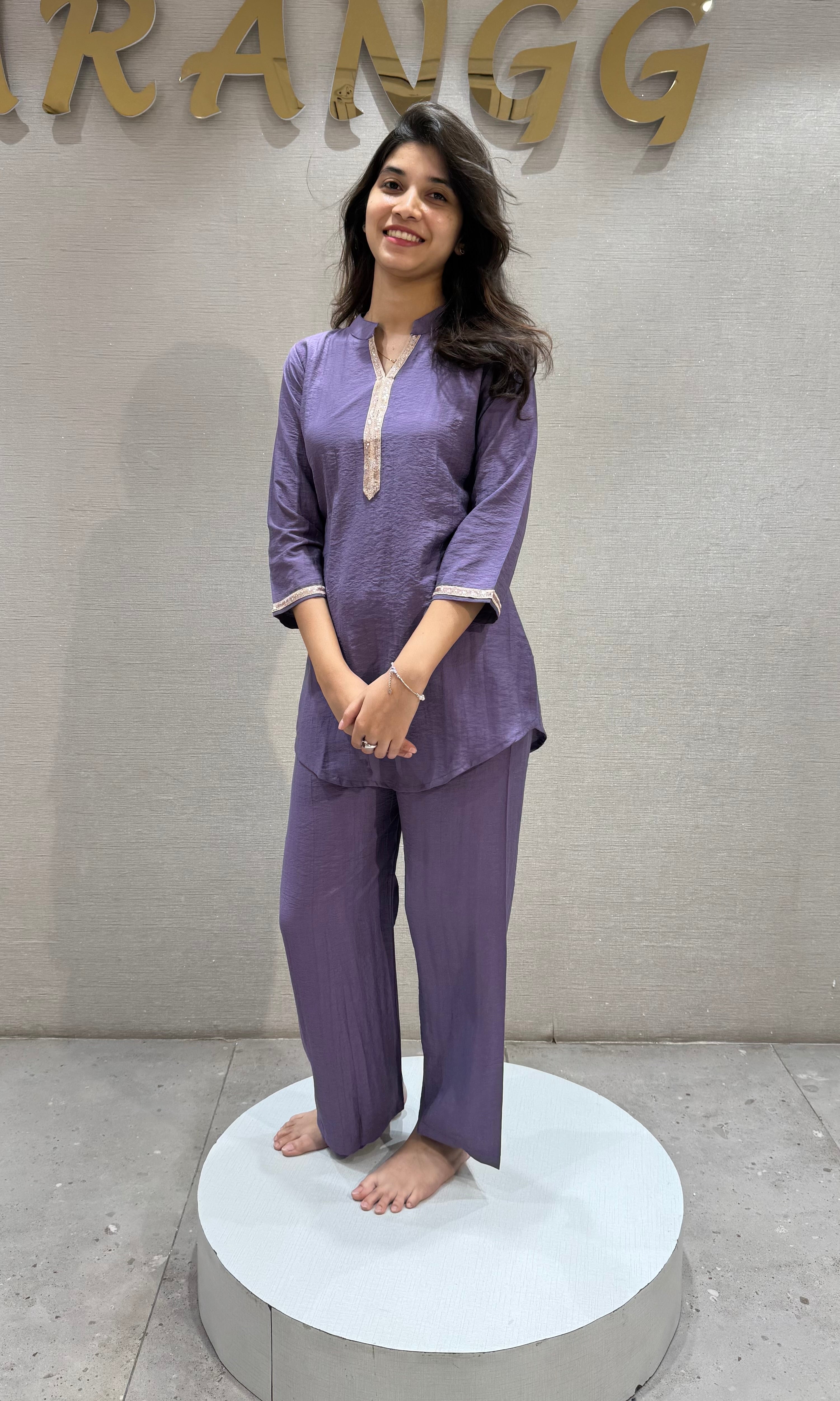 Lavander golden neckline cord set
