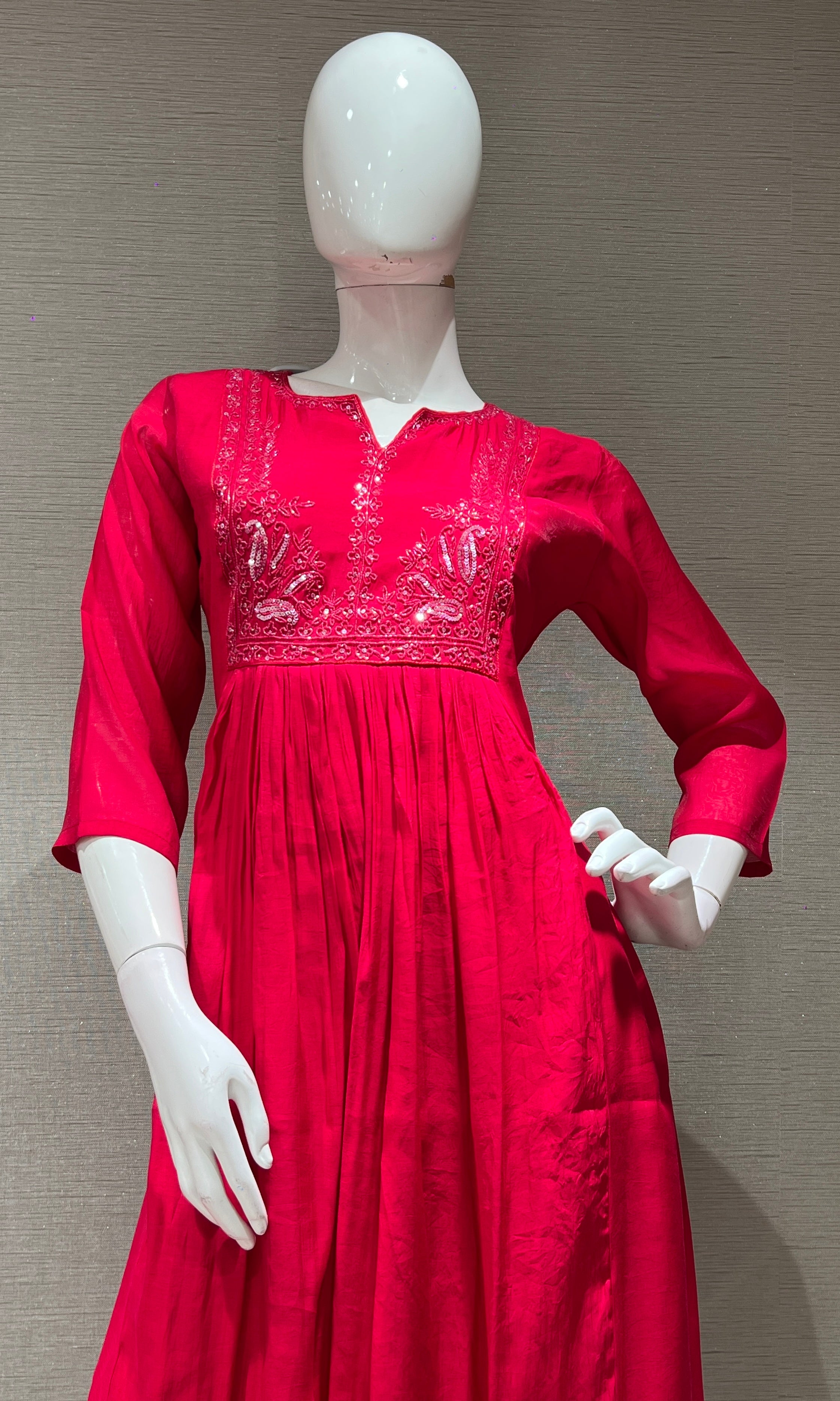 PINK MUL CHANDERI kurta set with palazzo pants