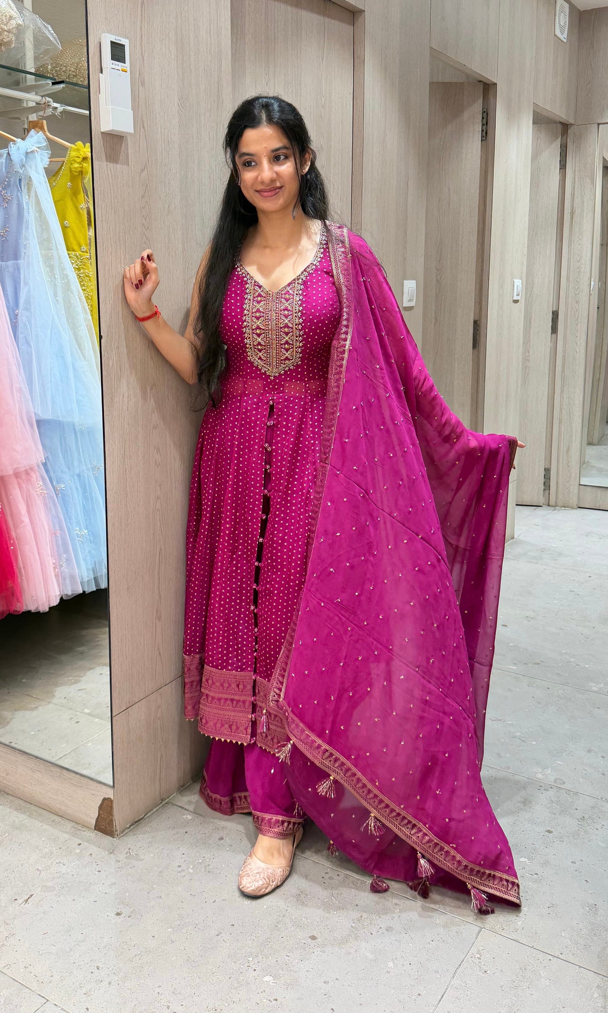 violet GOLDEN ENBROIDERED Anarkali