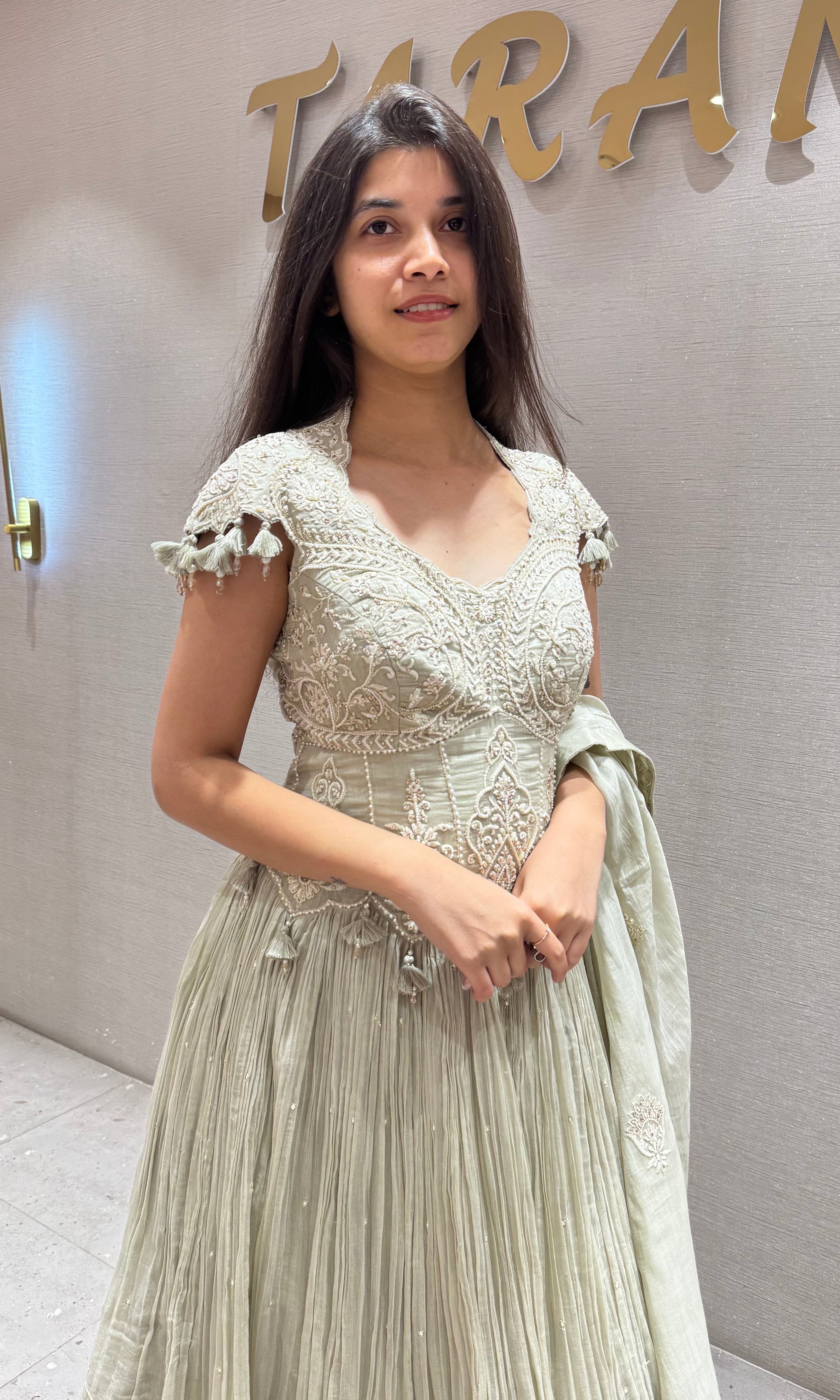 LIGHT GREY Embroidered Lehenga set