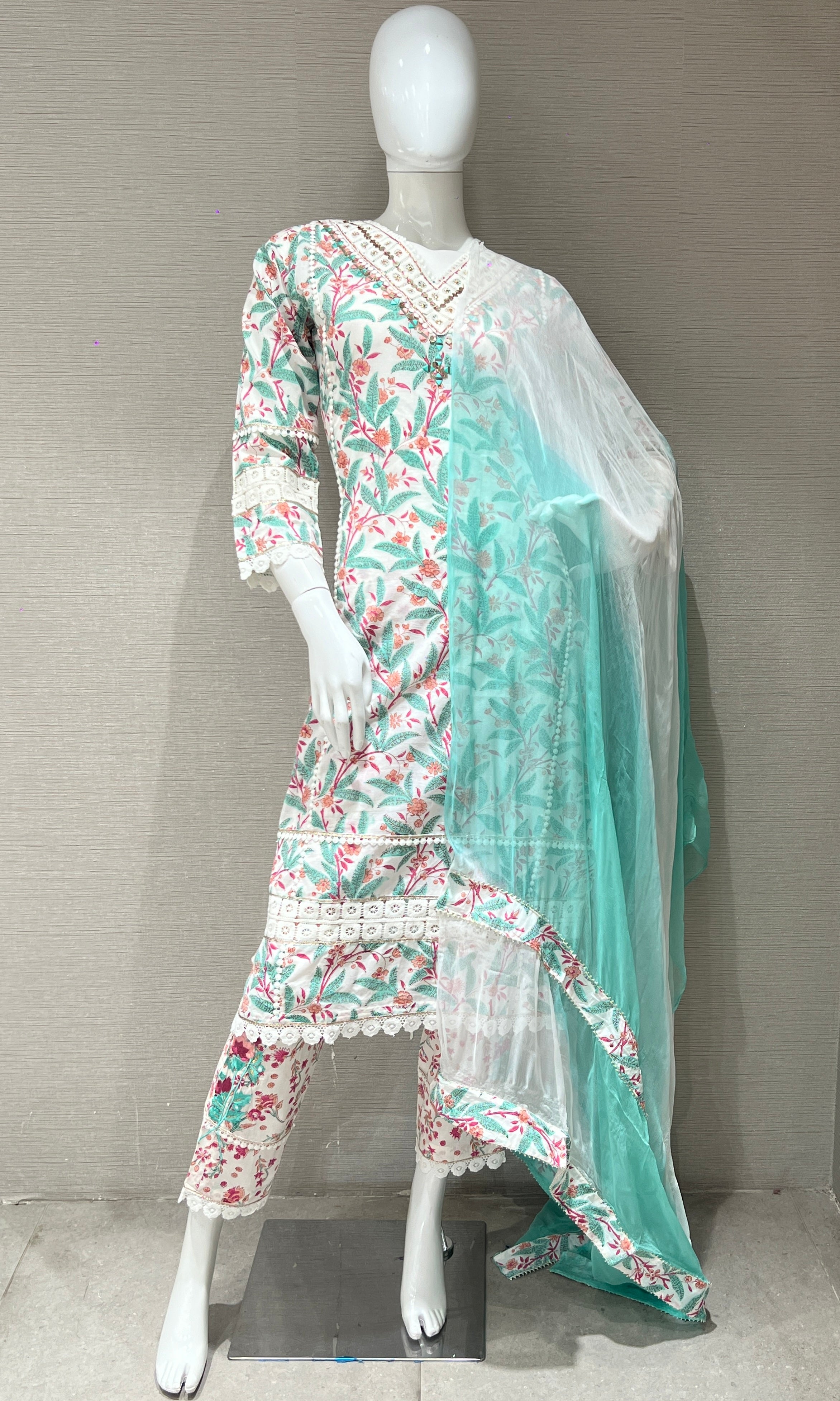 Green cotton Kurta set