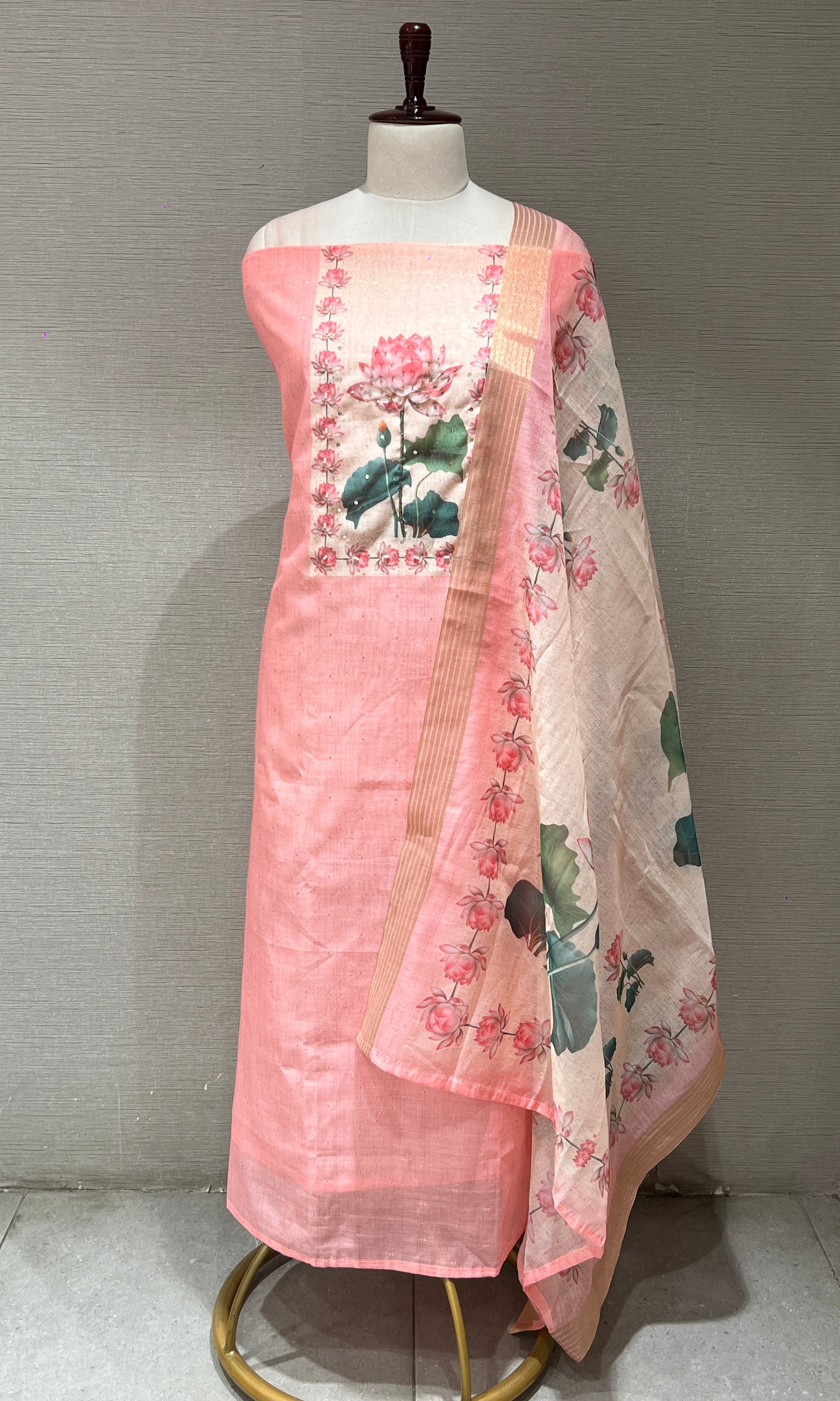 Baby pink dress material