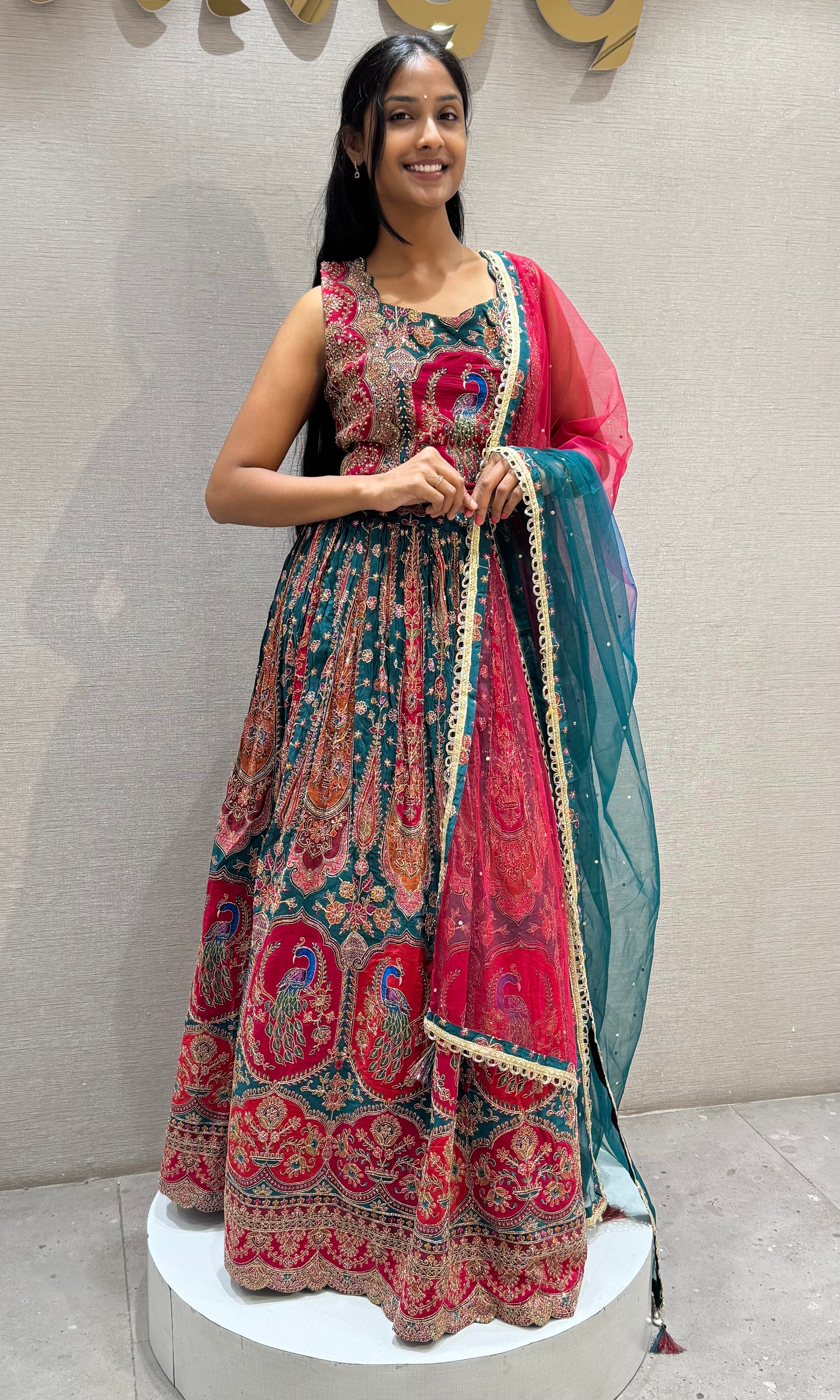 Green Majestic Peacock Lehenga set