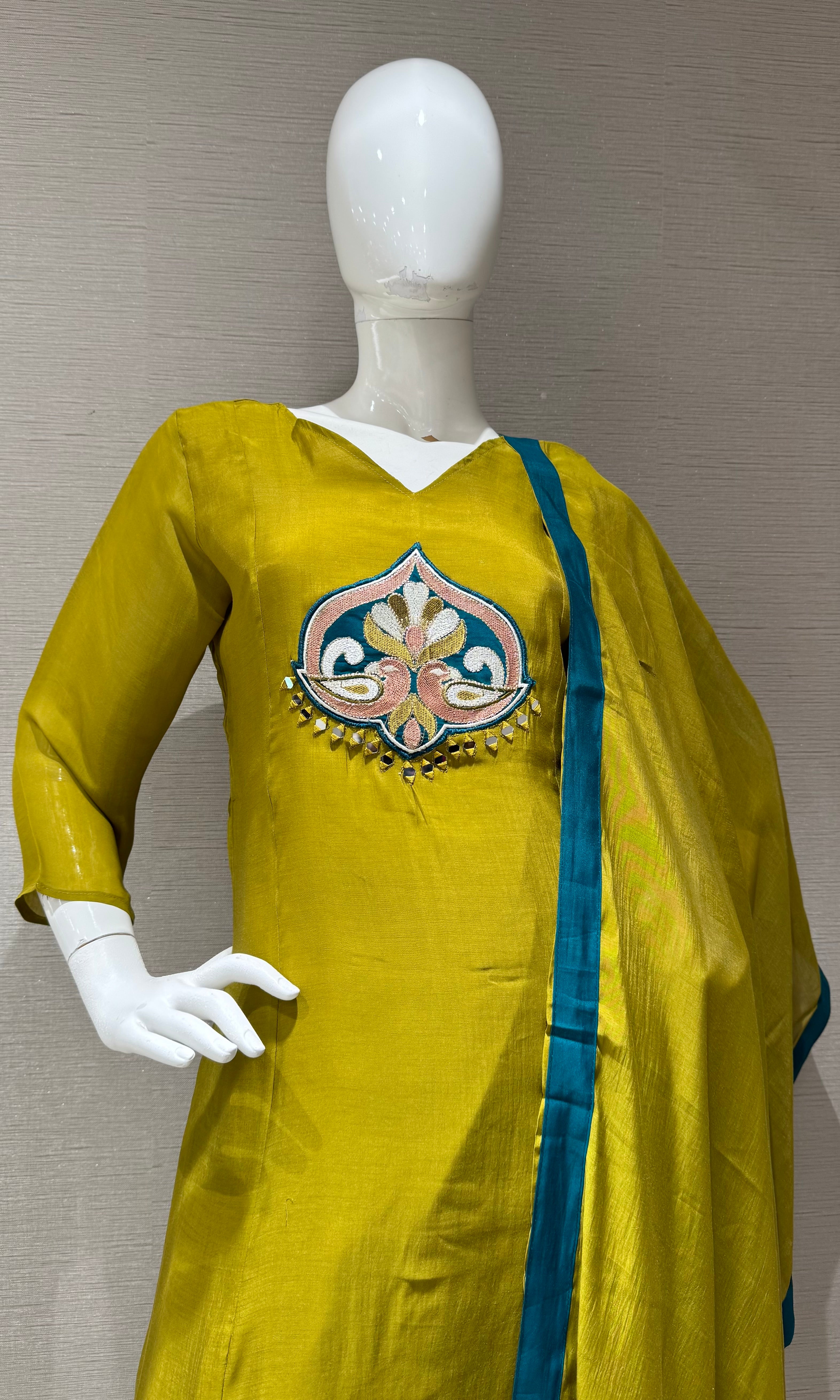 Green Kurta Set with Ethnic Dupatta