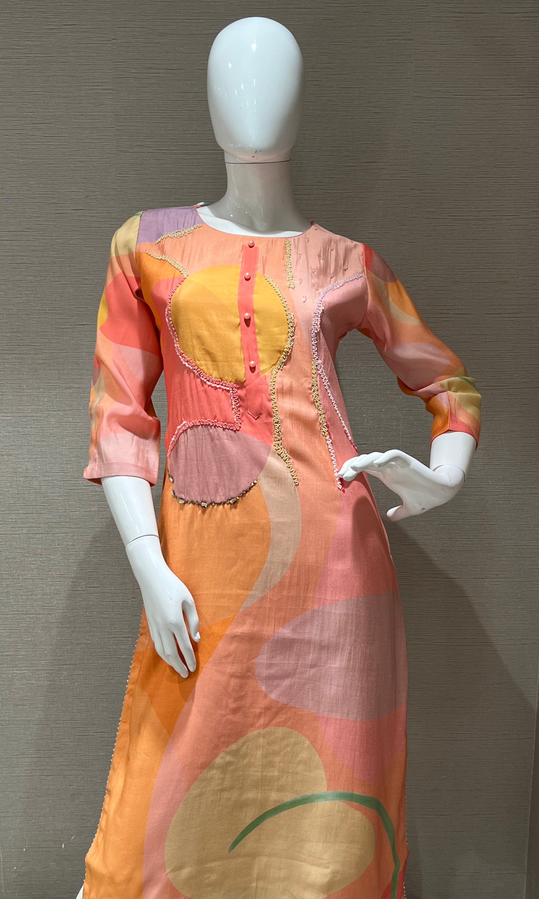 Peach floral print Kurti top