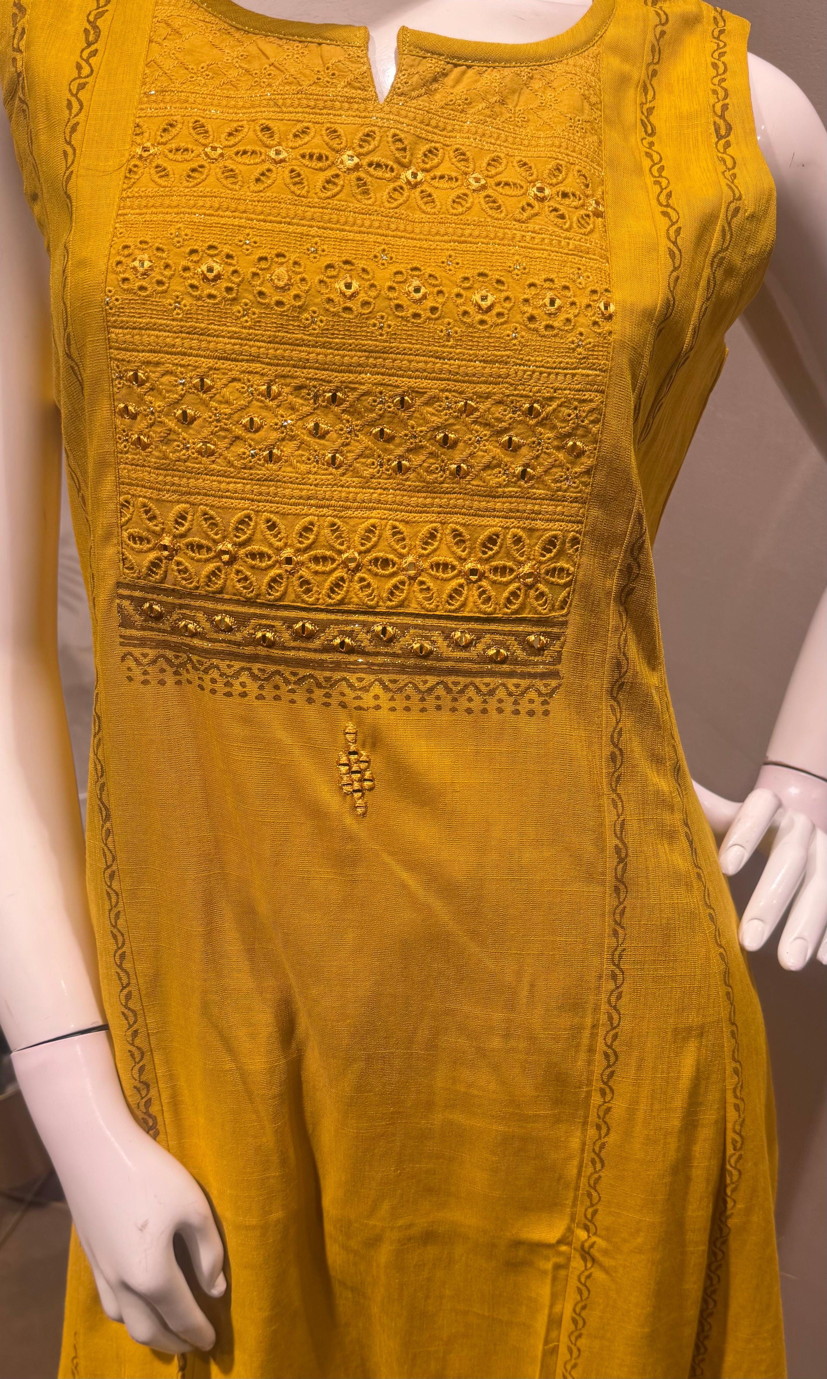 Mustard Yellow Ethnic Kurti with bottom