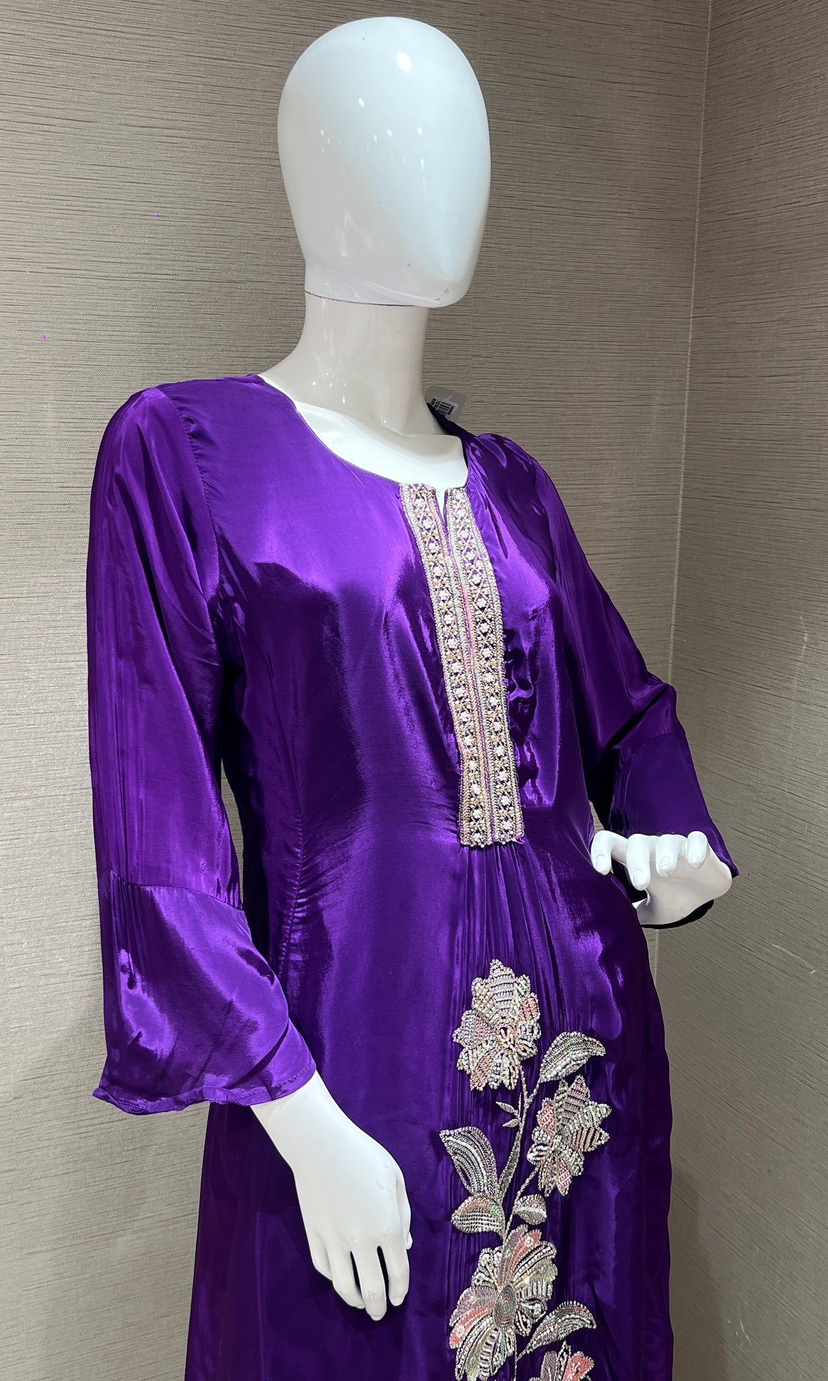 Purple silk kurta set