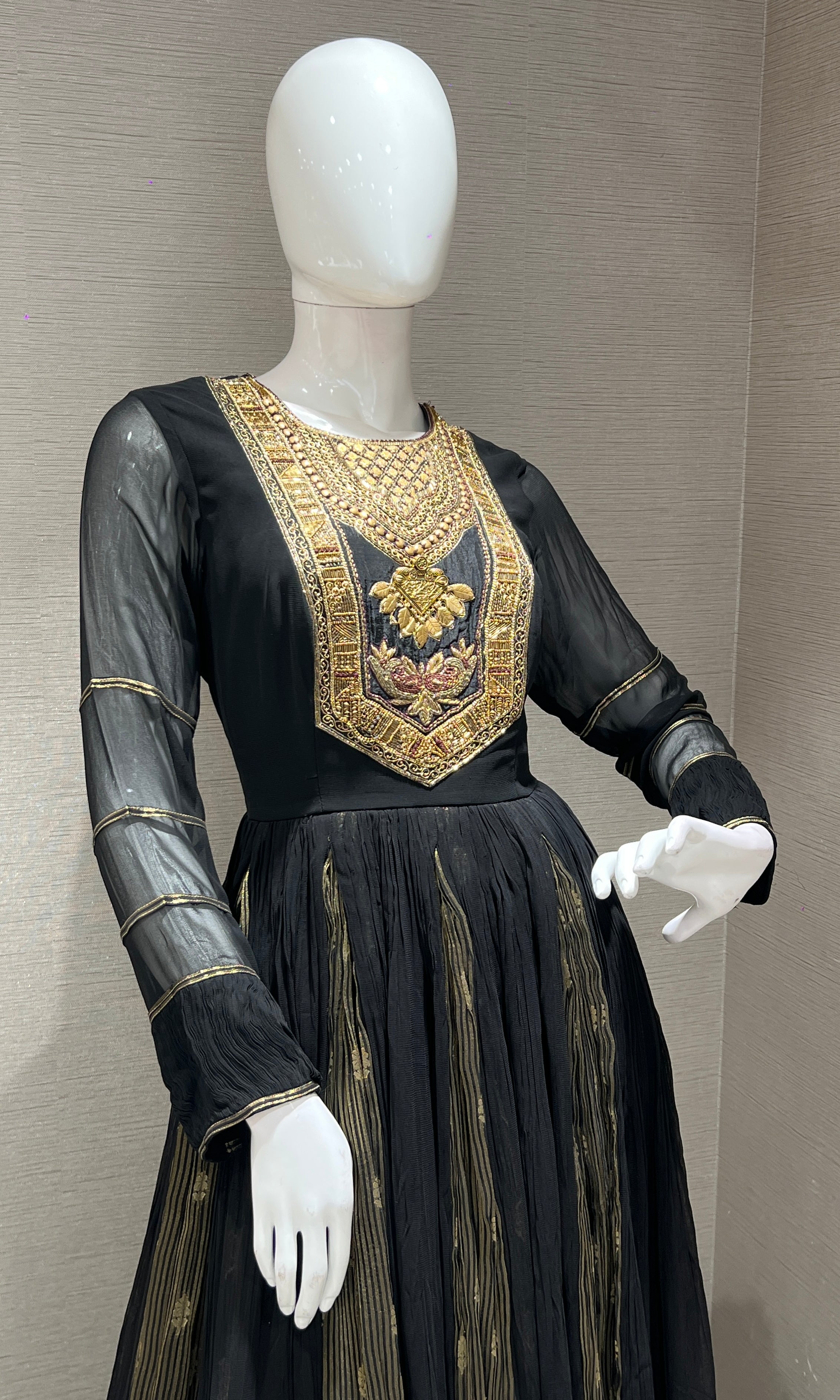Black GOLDEN ANARKALI