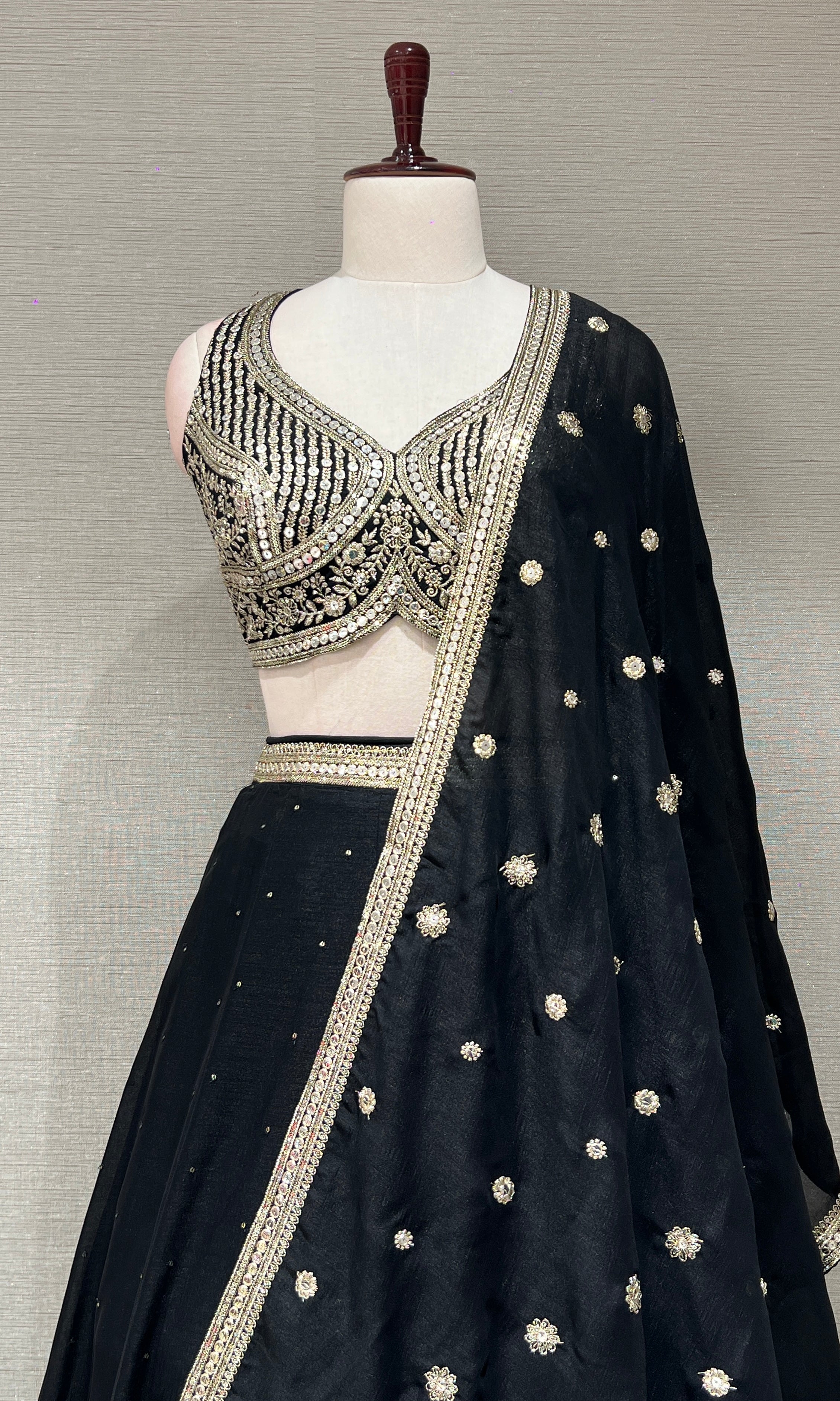 Black GOLD EMBROIDERED Lehenga