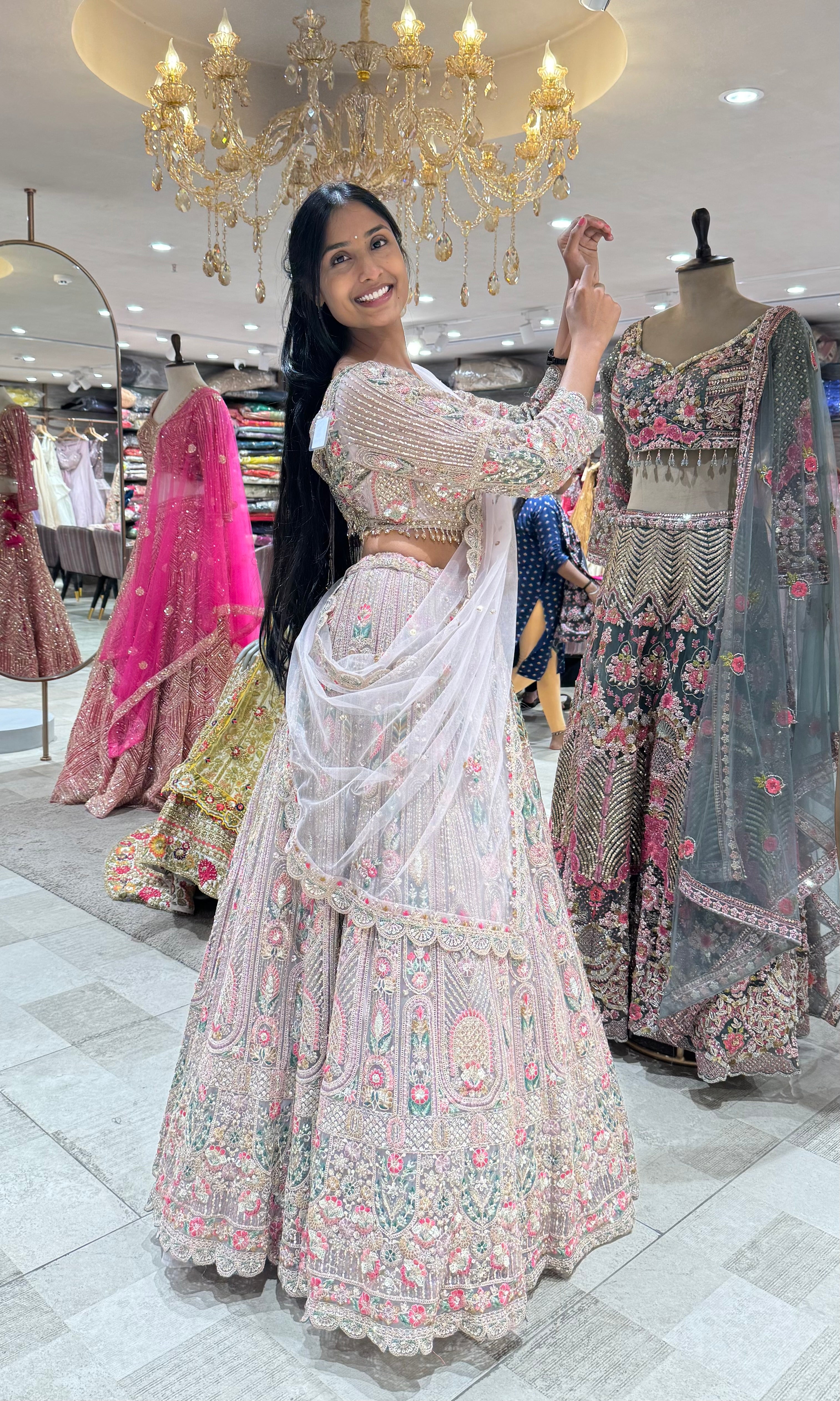 LAVANDER EMBROIDERED BRIDAL LEHENGA