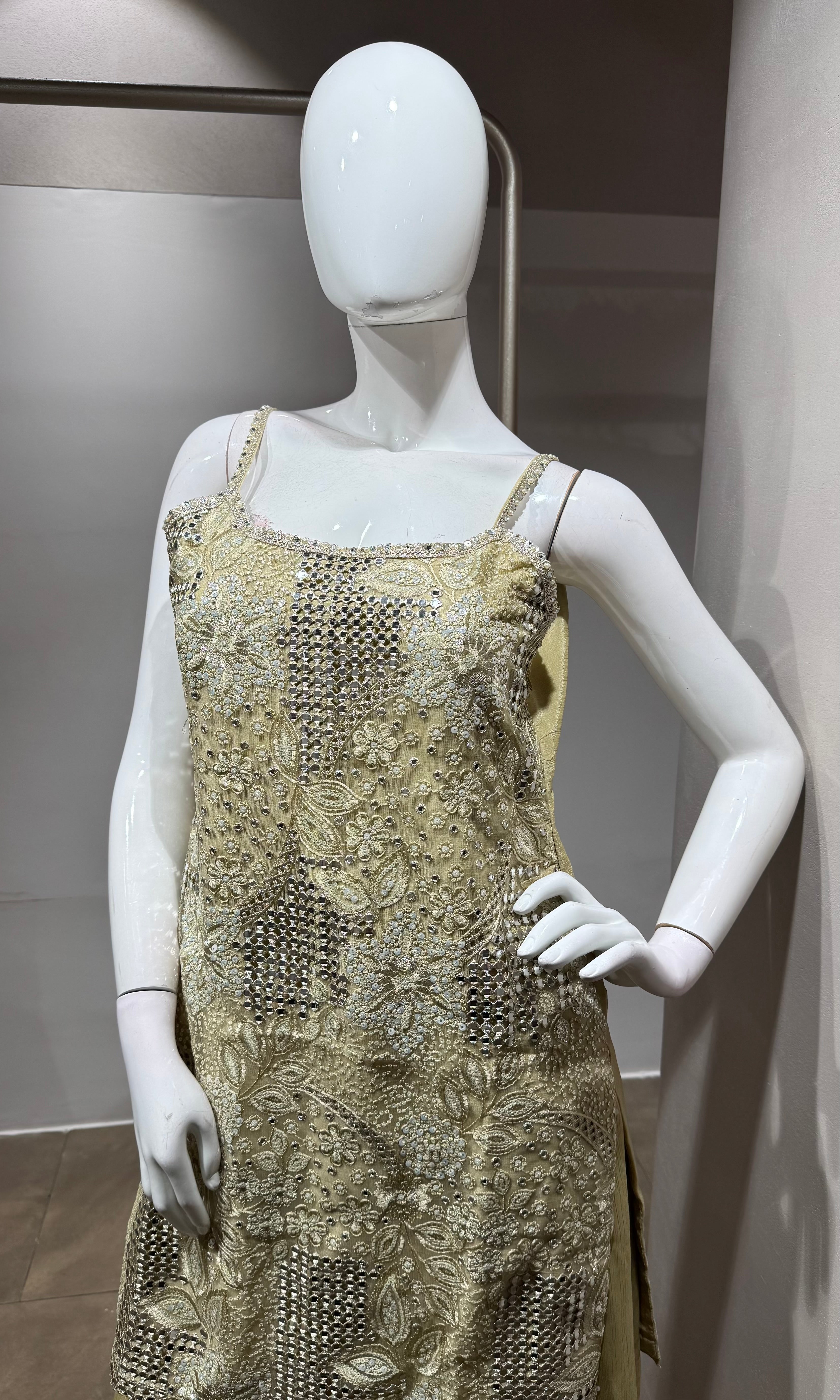 Gold Embroidered sharara Set with Dupatta