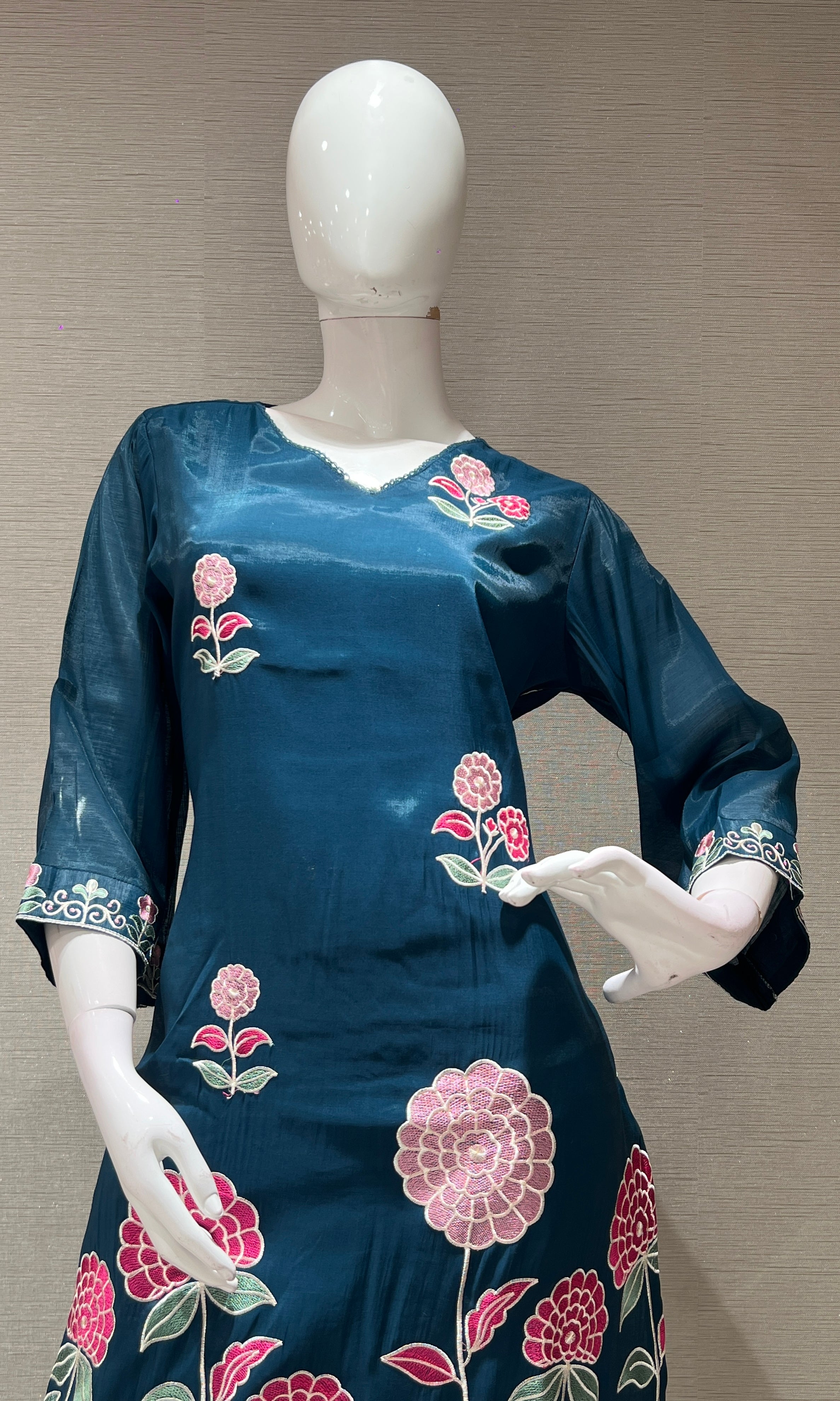 Navy blue FLORAL kurta set
