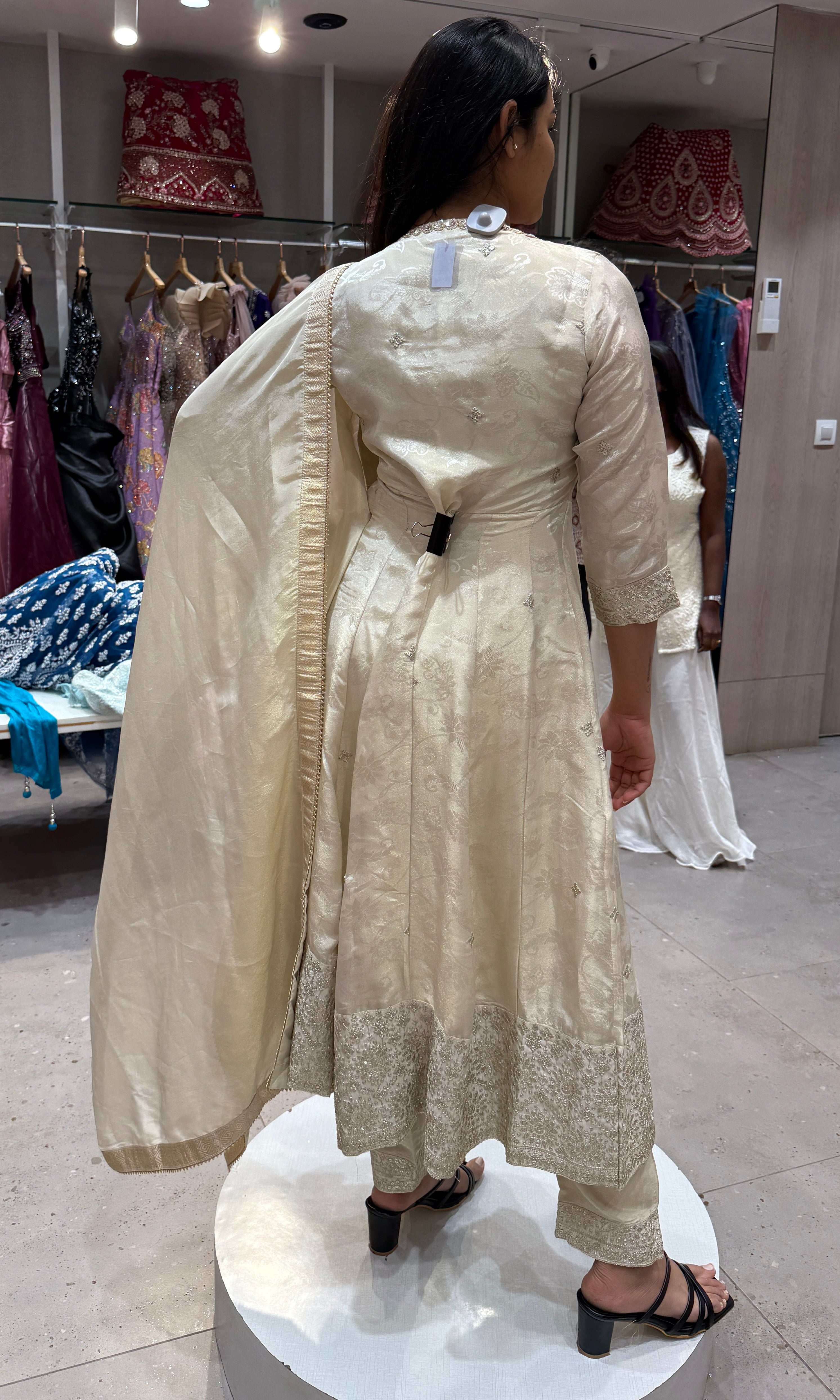 White front slit Kurti set with straight pant