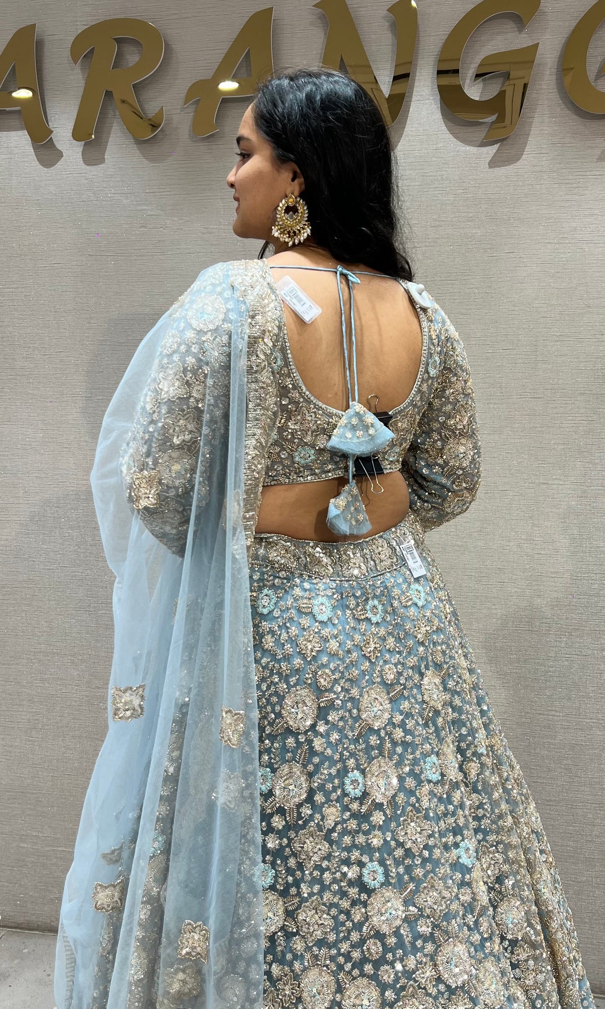 Blue Gold Embellished Ethnic bridal Lehenga Set
