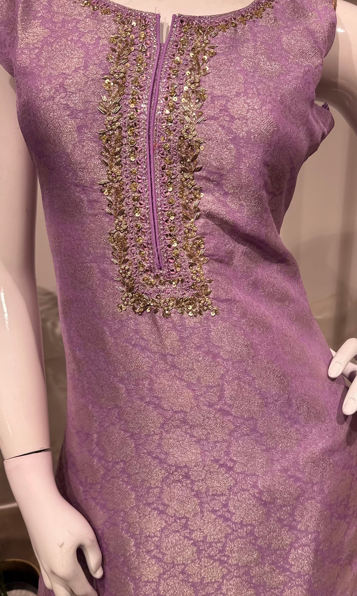 Lavender brocade kurta set
