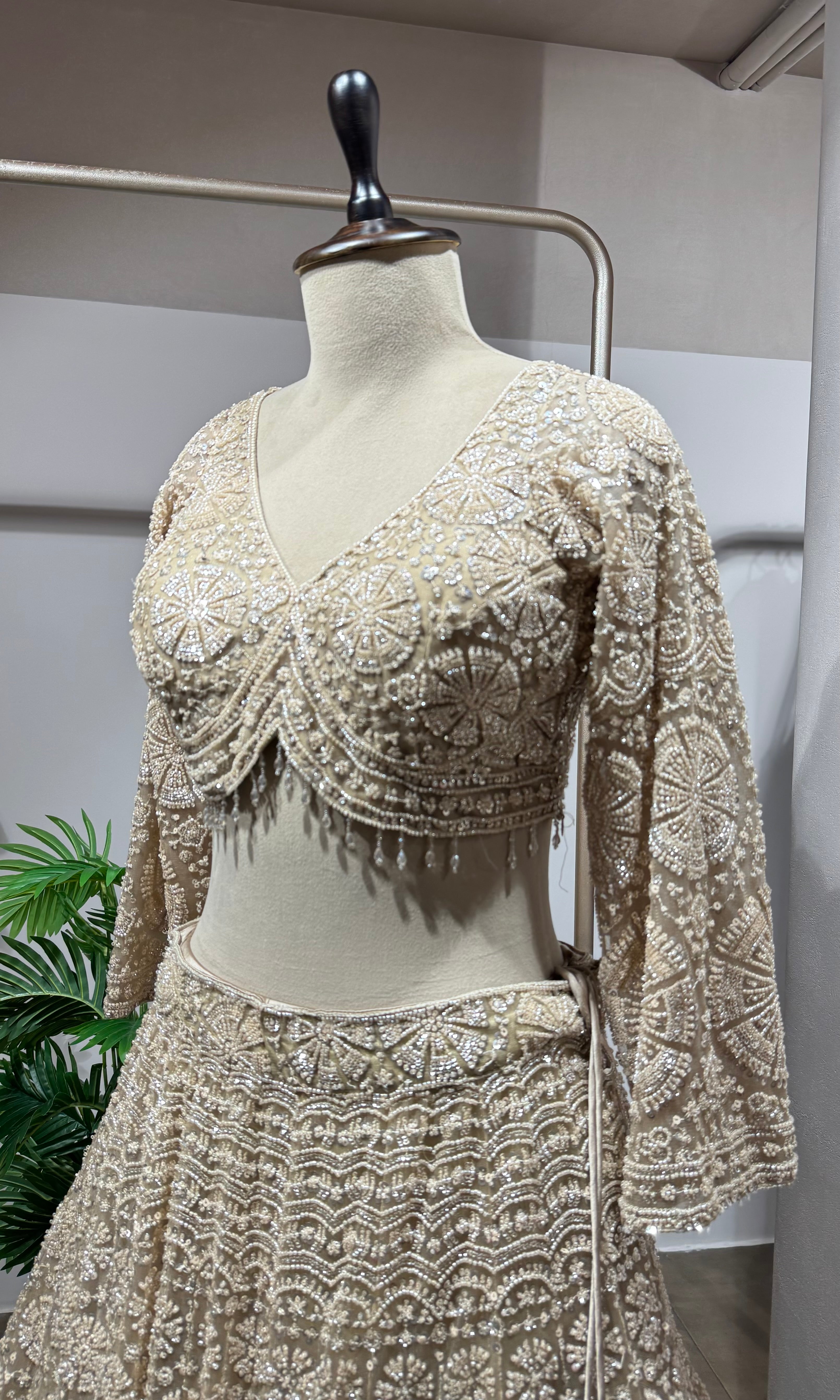 CHIKOO gold lehenga with sequins embroidery
