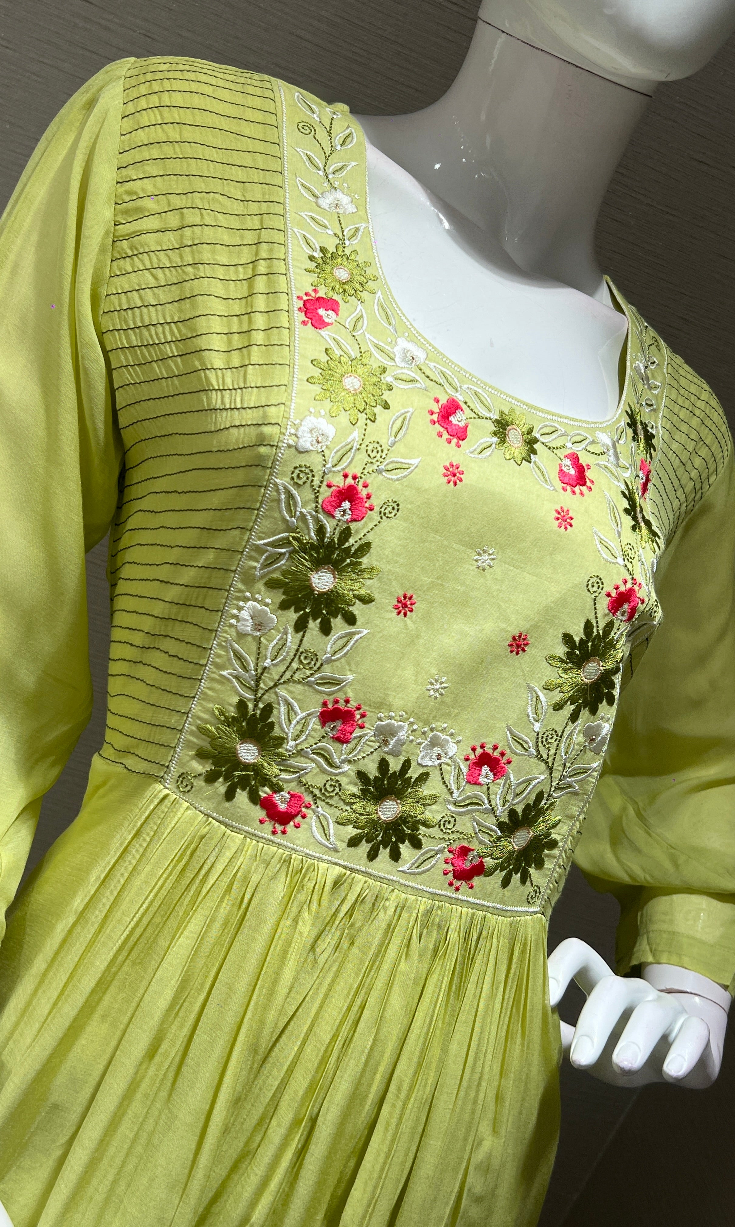 Pista green FLORAL EMBROIDERED kurta set