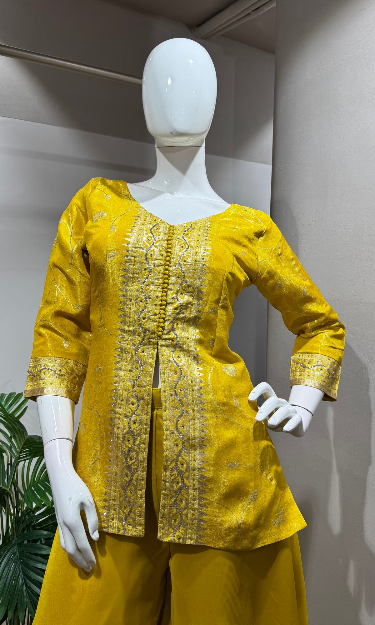 YELLOW GOLDEN SHARARA SET