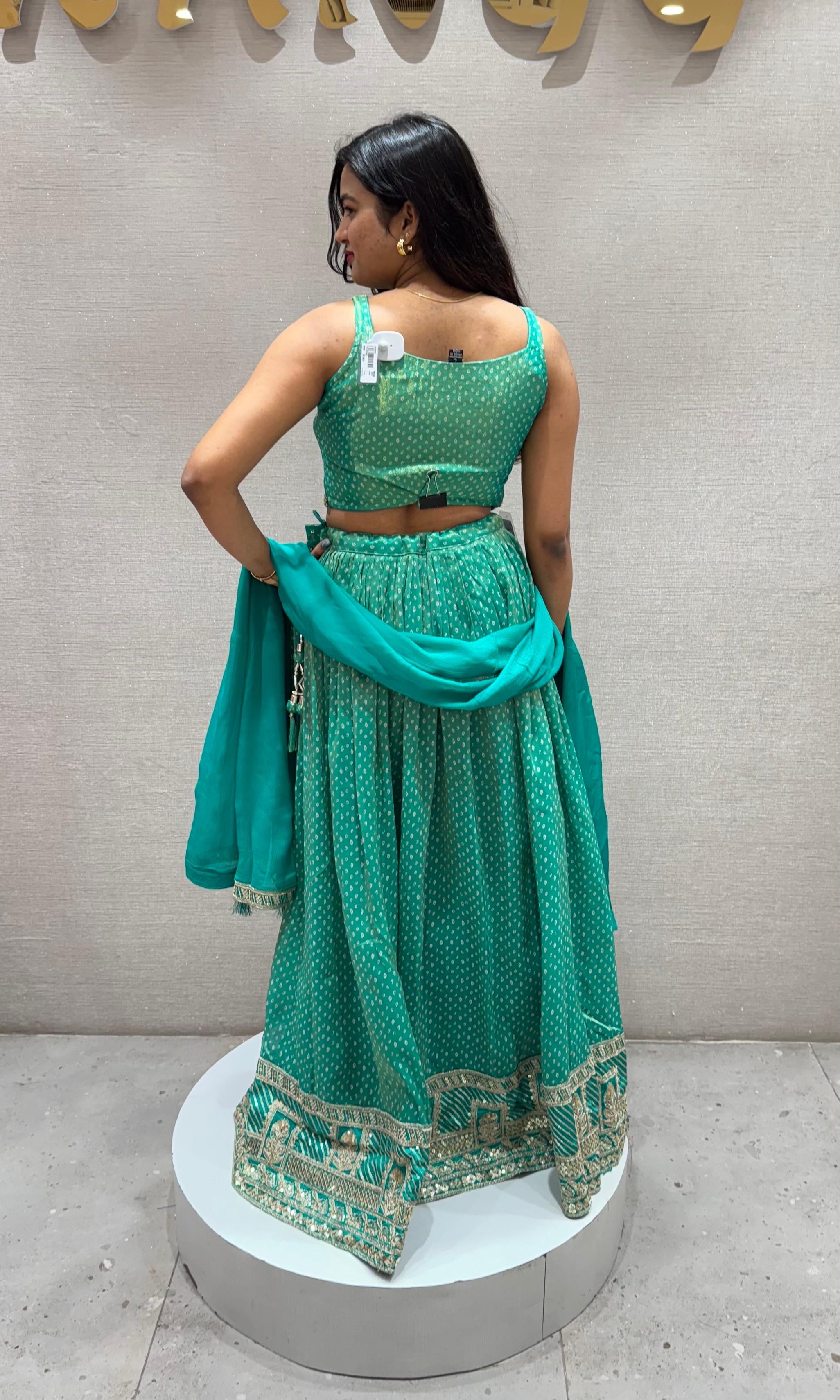 Green EMBROIDERED lehanga