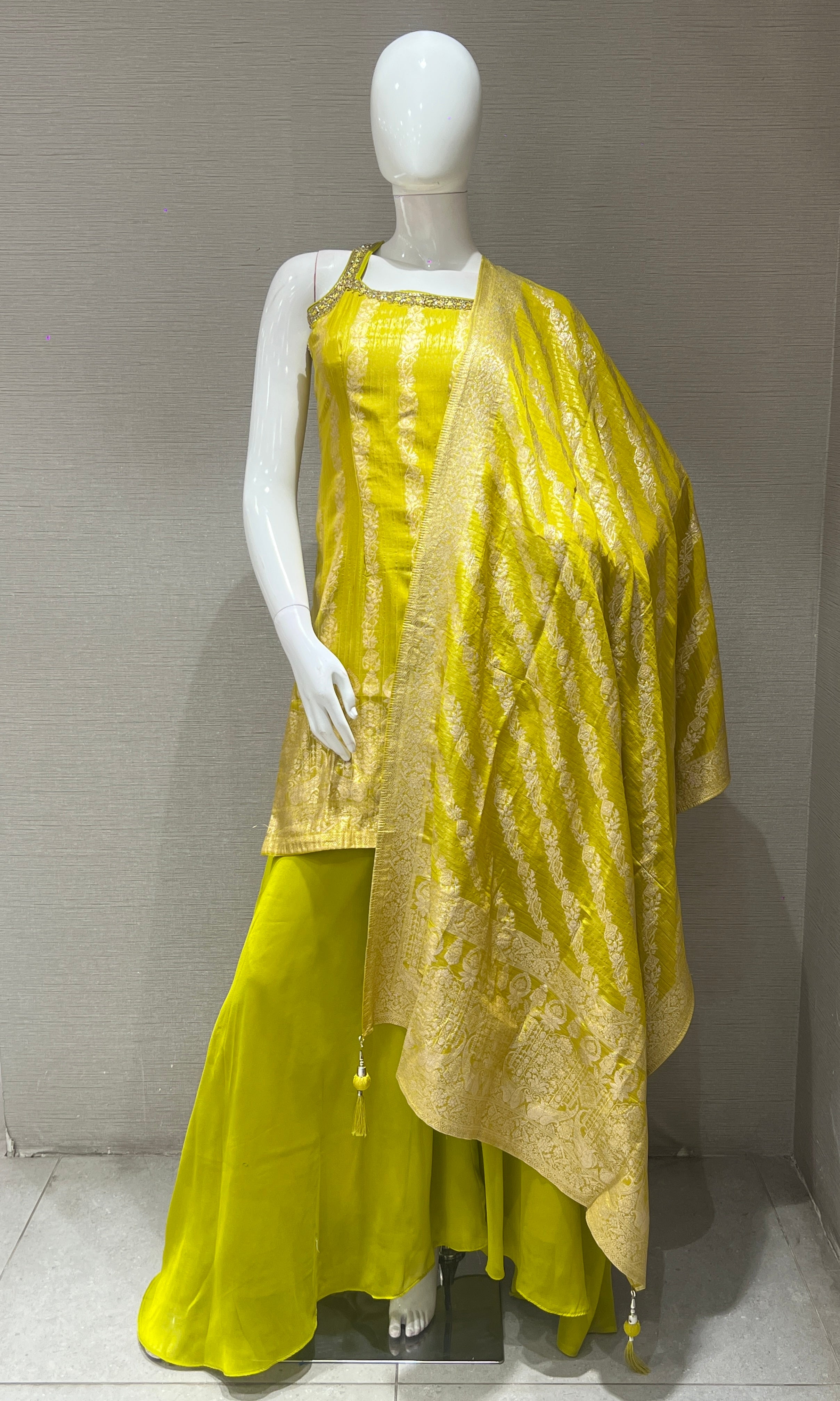 MEHENDI GREEN AND Gold Sharara Set