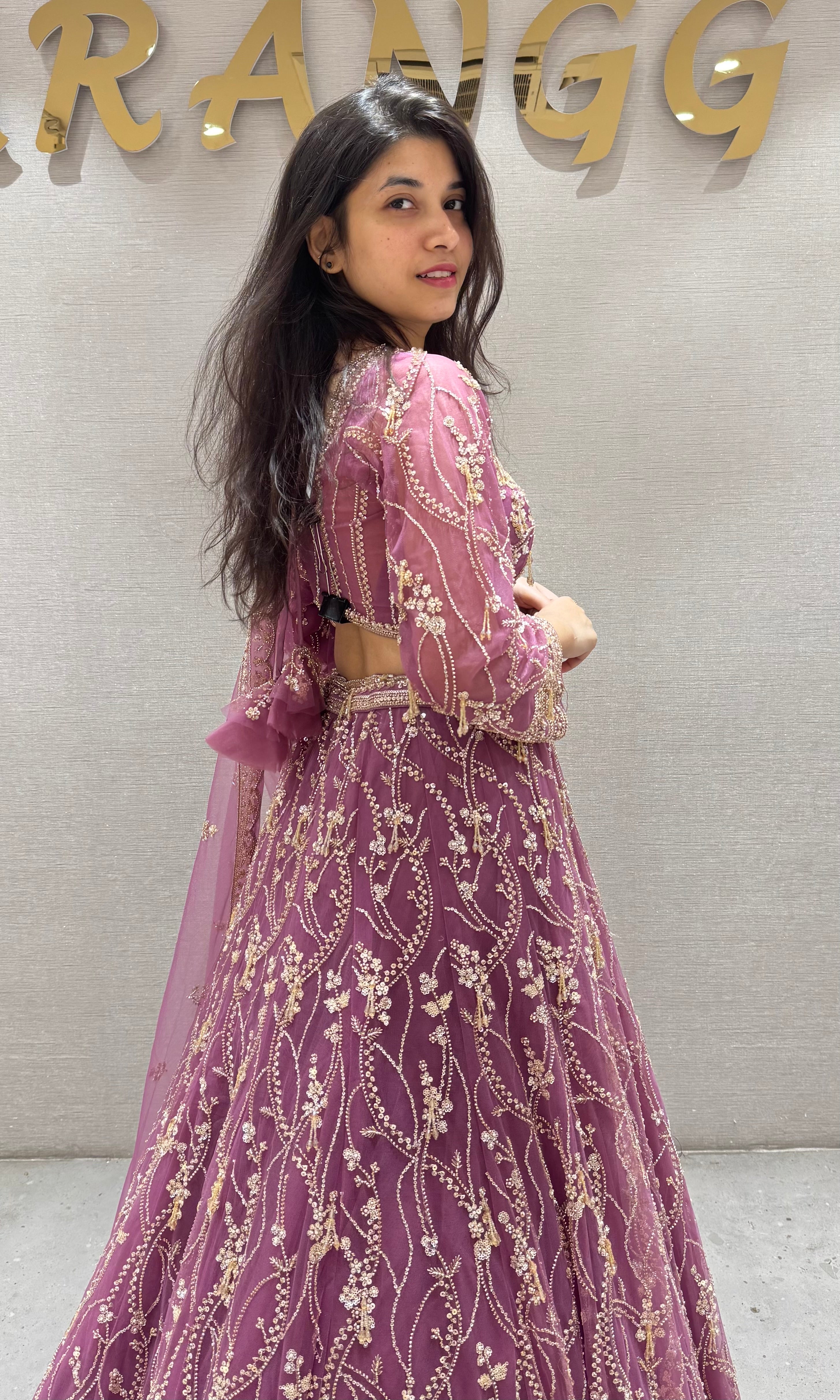 Purple GOLDEN EMBROIDERED lehenga