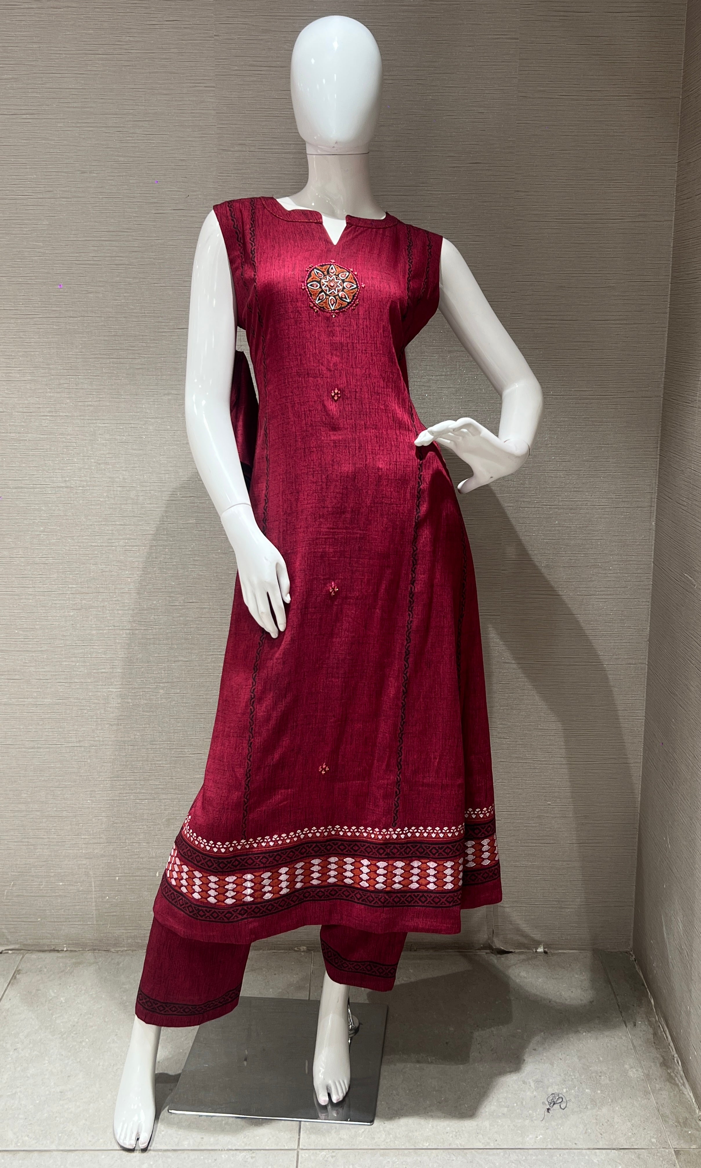 Maroon Kurti top with bottom