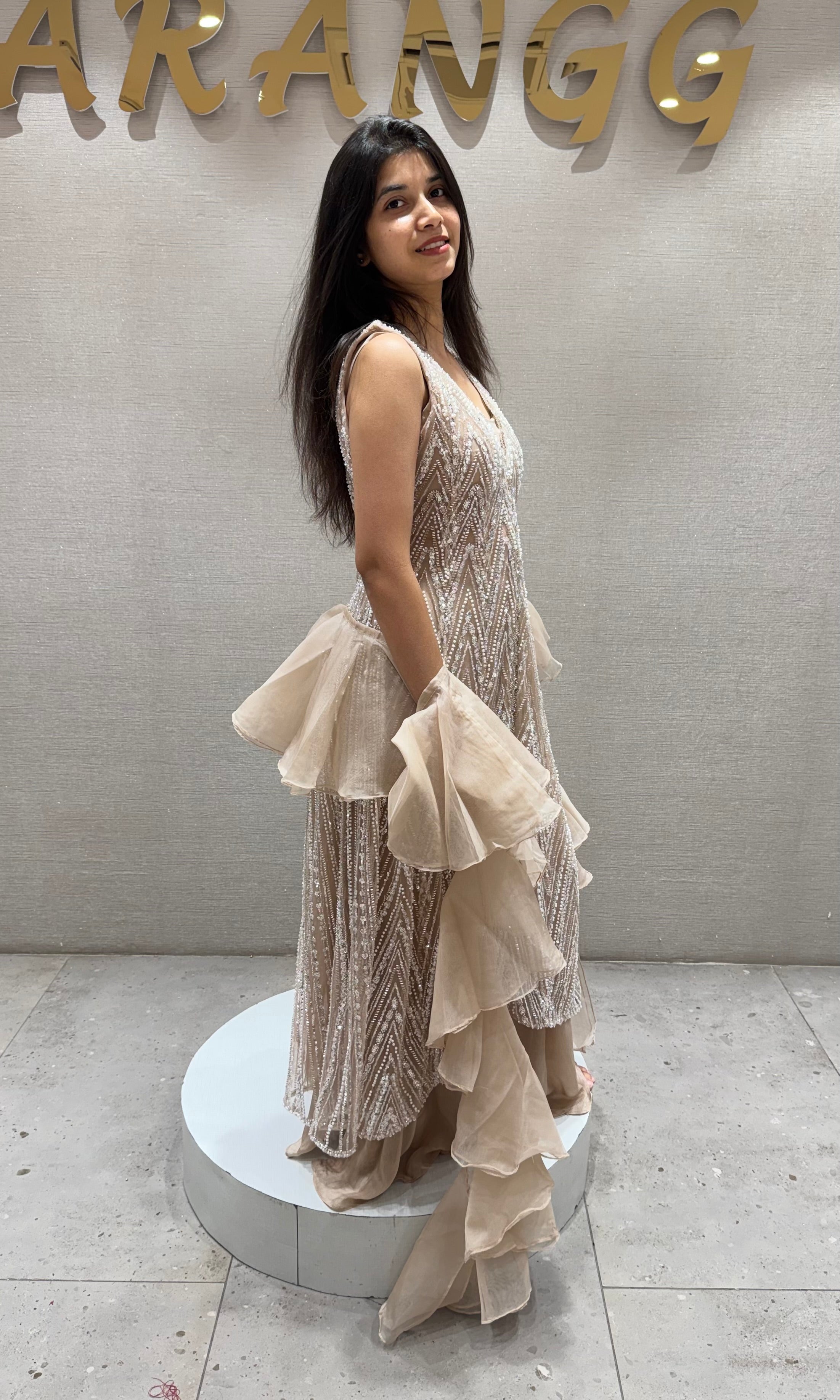 Chicko Pale Taupe Peplum PALAZZO SET