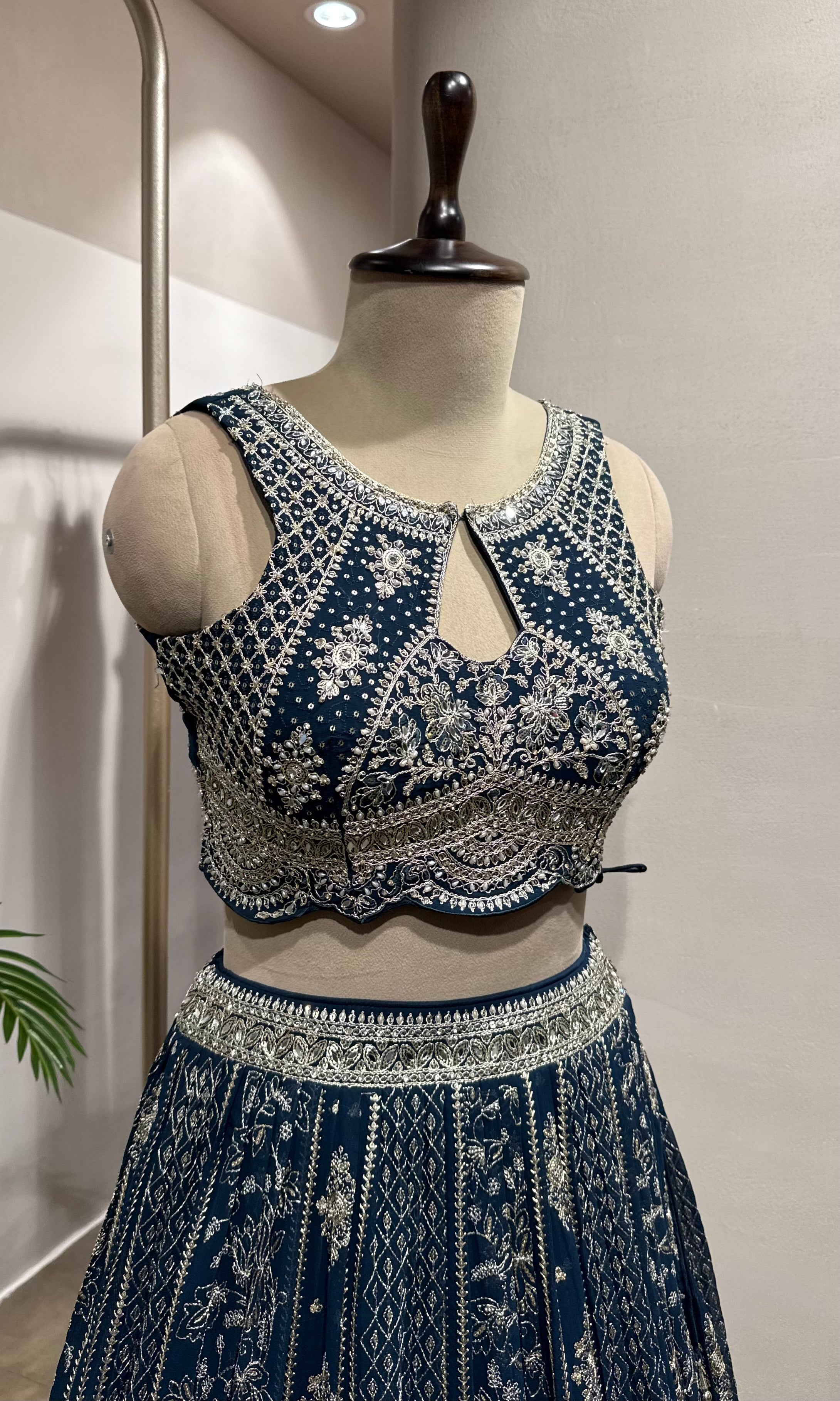 blue georgette designer lehenga choli
