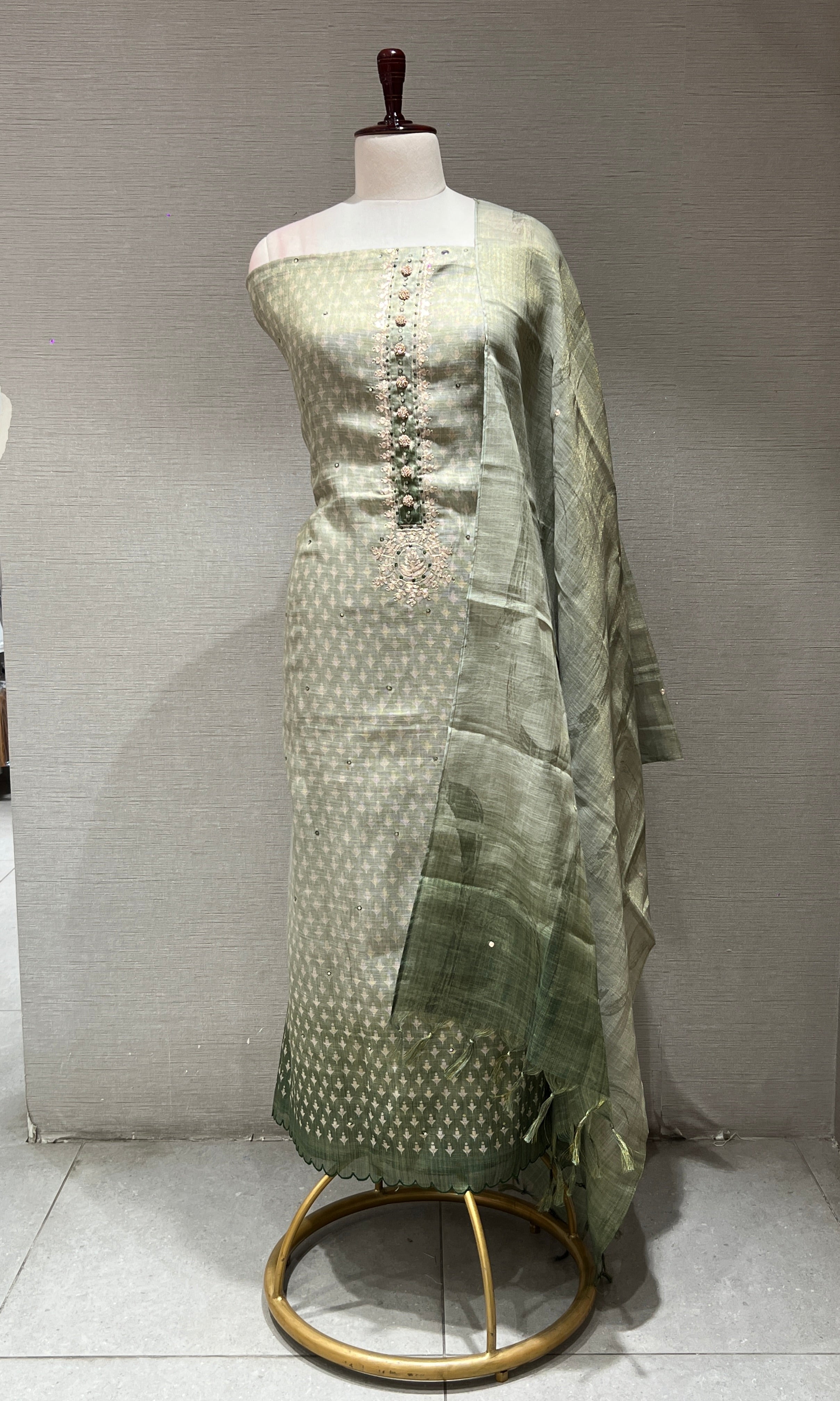 PISTA GREEN DRESS MATERIAL