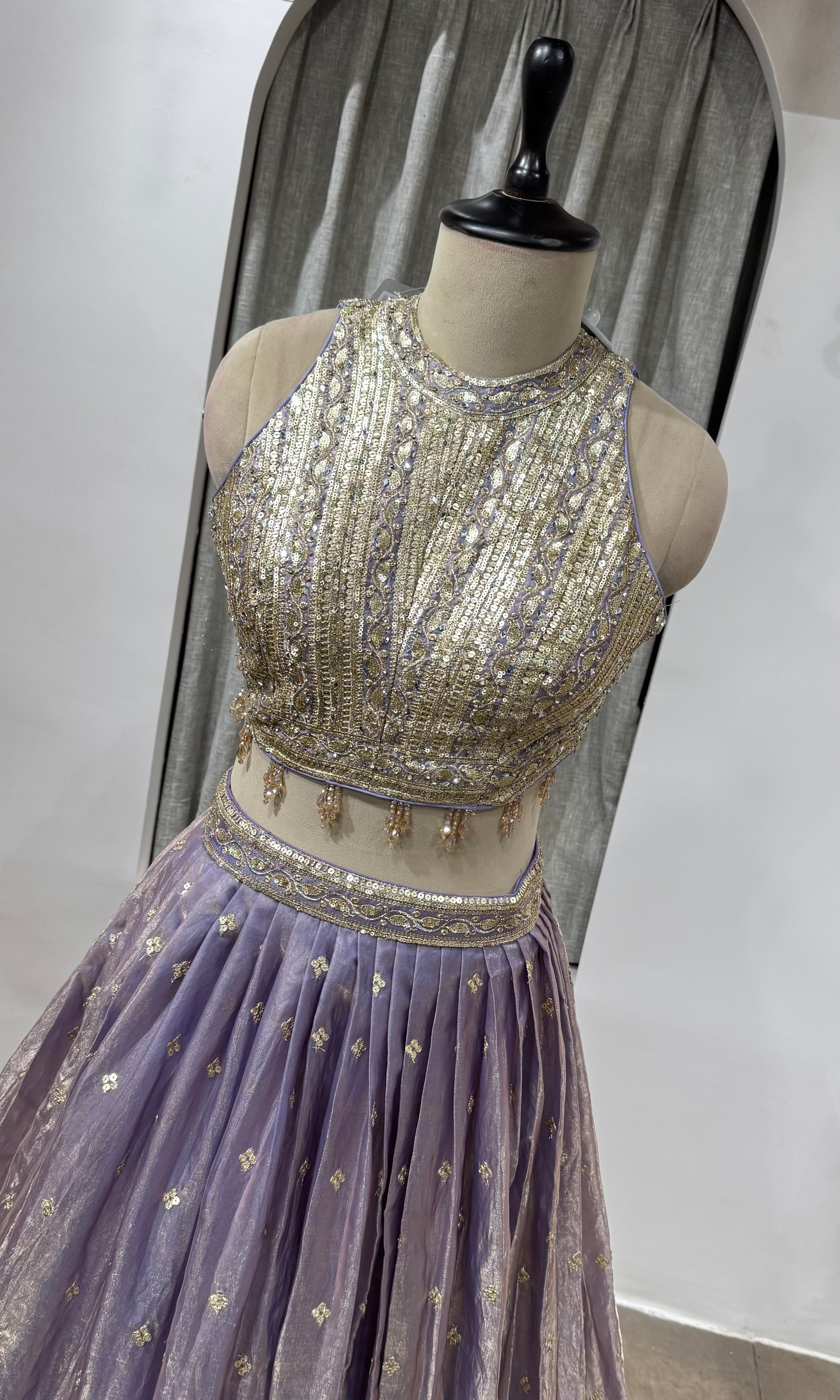 Lavender Zari Tissue Lehenga Set