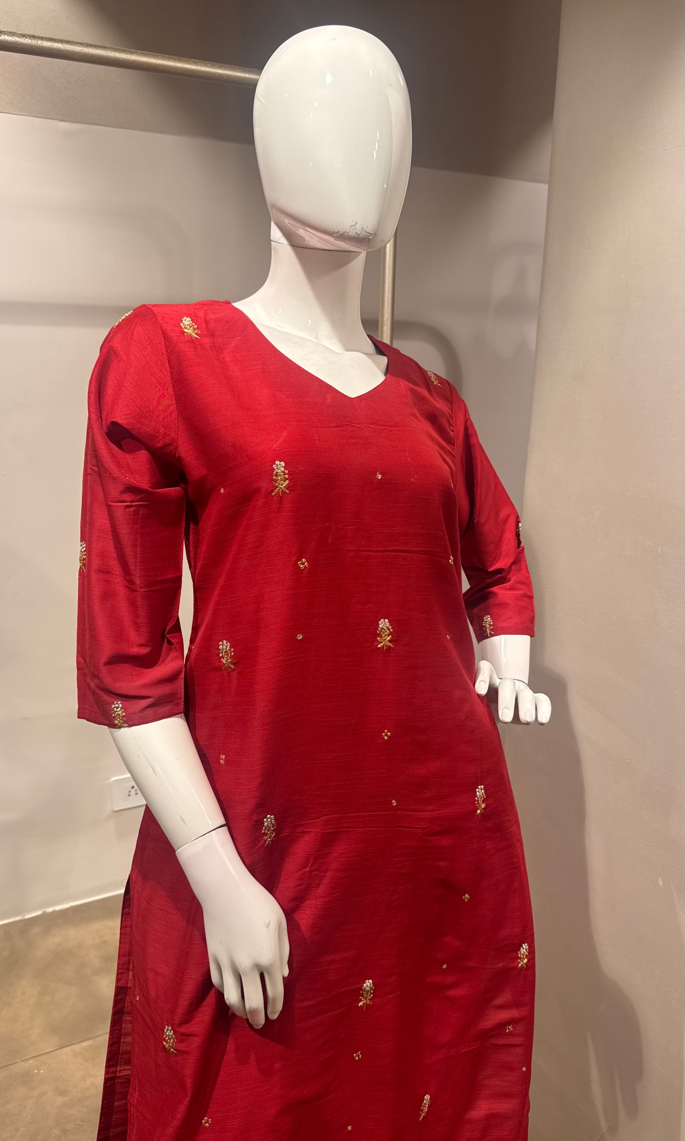 RUST Elegance Silk Blend Kurta Set with Dupatta