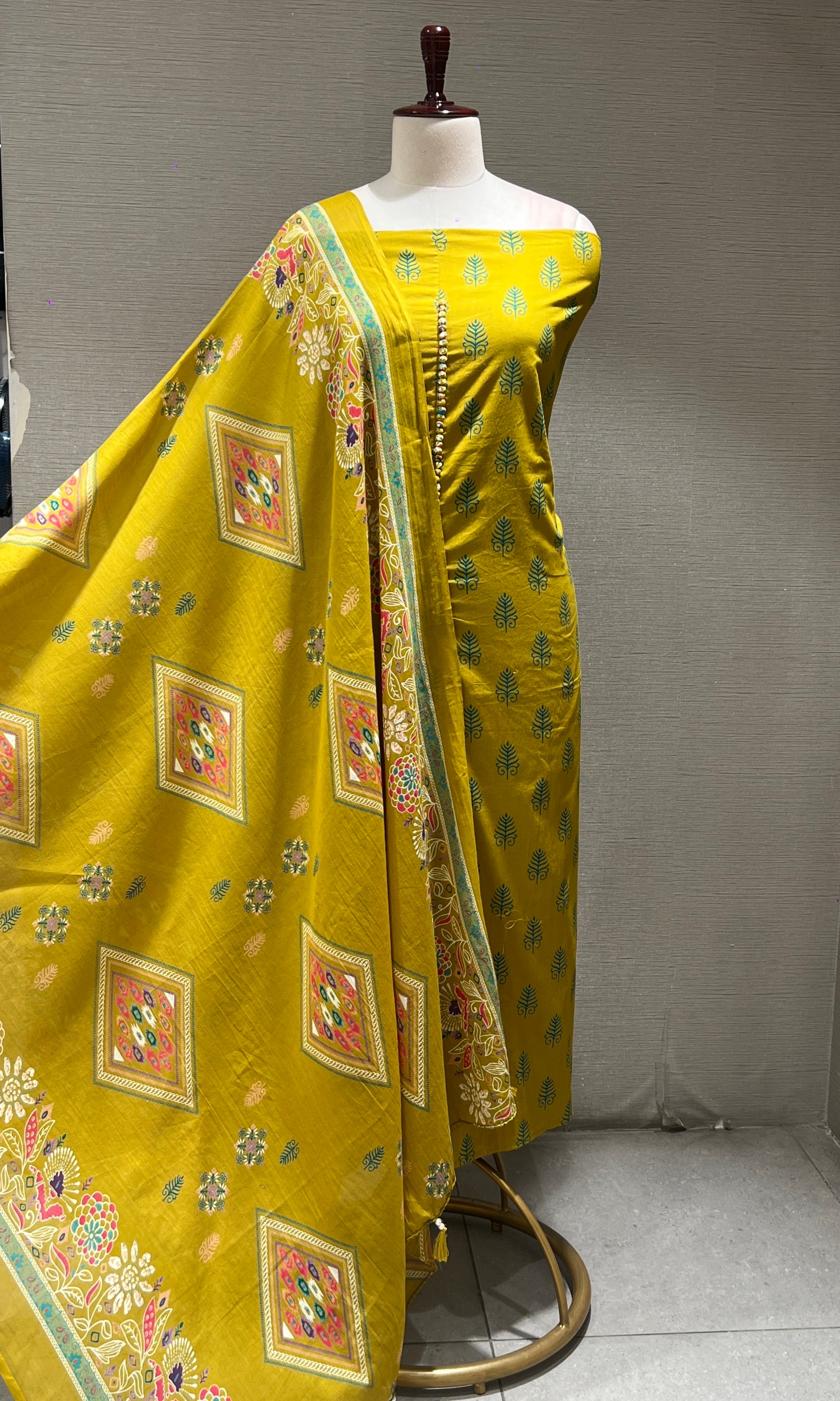 Mehendi green dress material