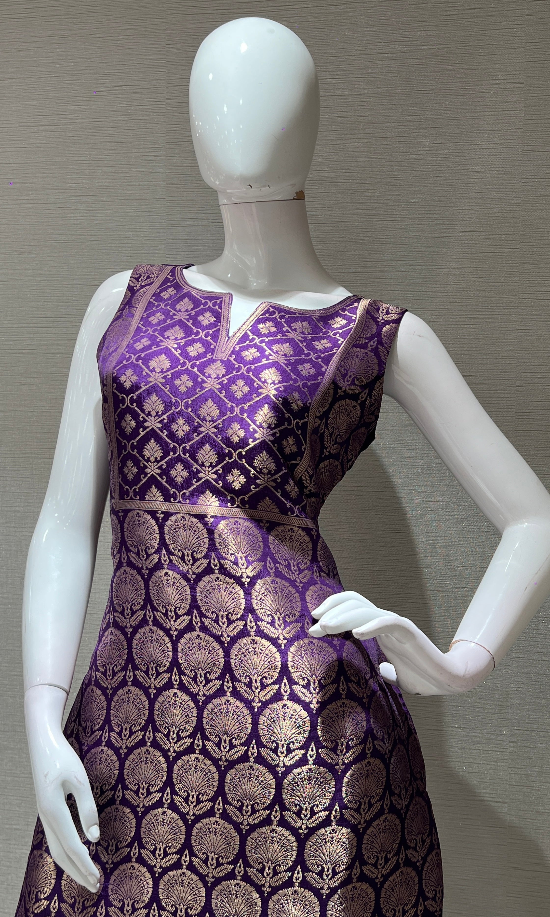 Purple Silk KURTA SET with Golden Embroidery