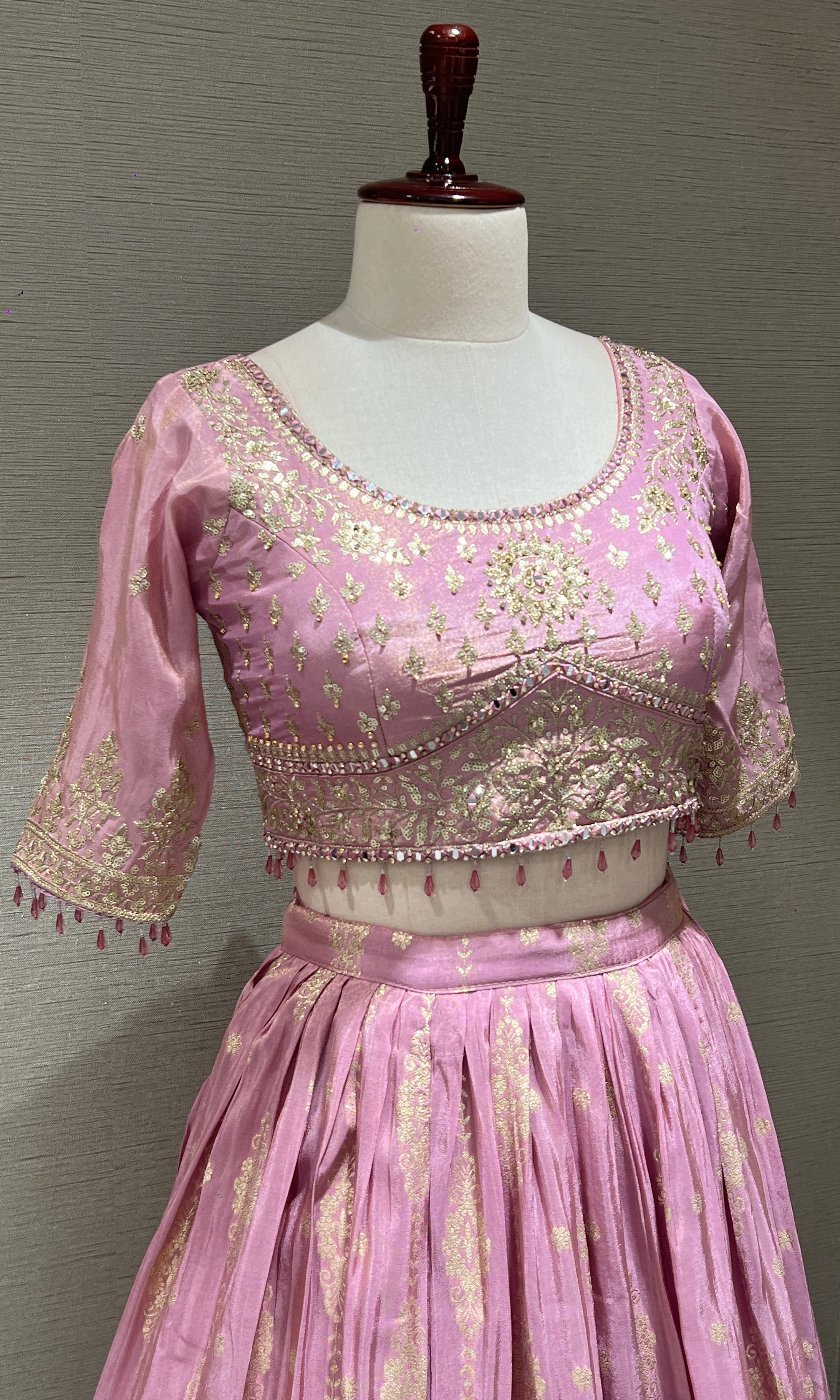Blush Pink Lehenga with Golden embroidery