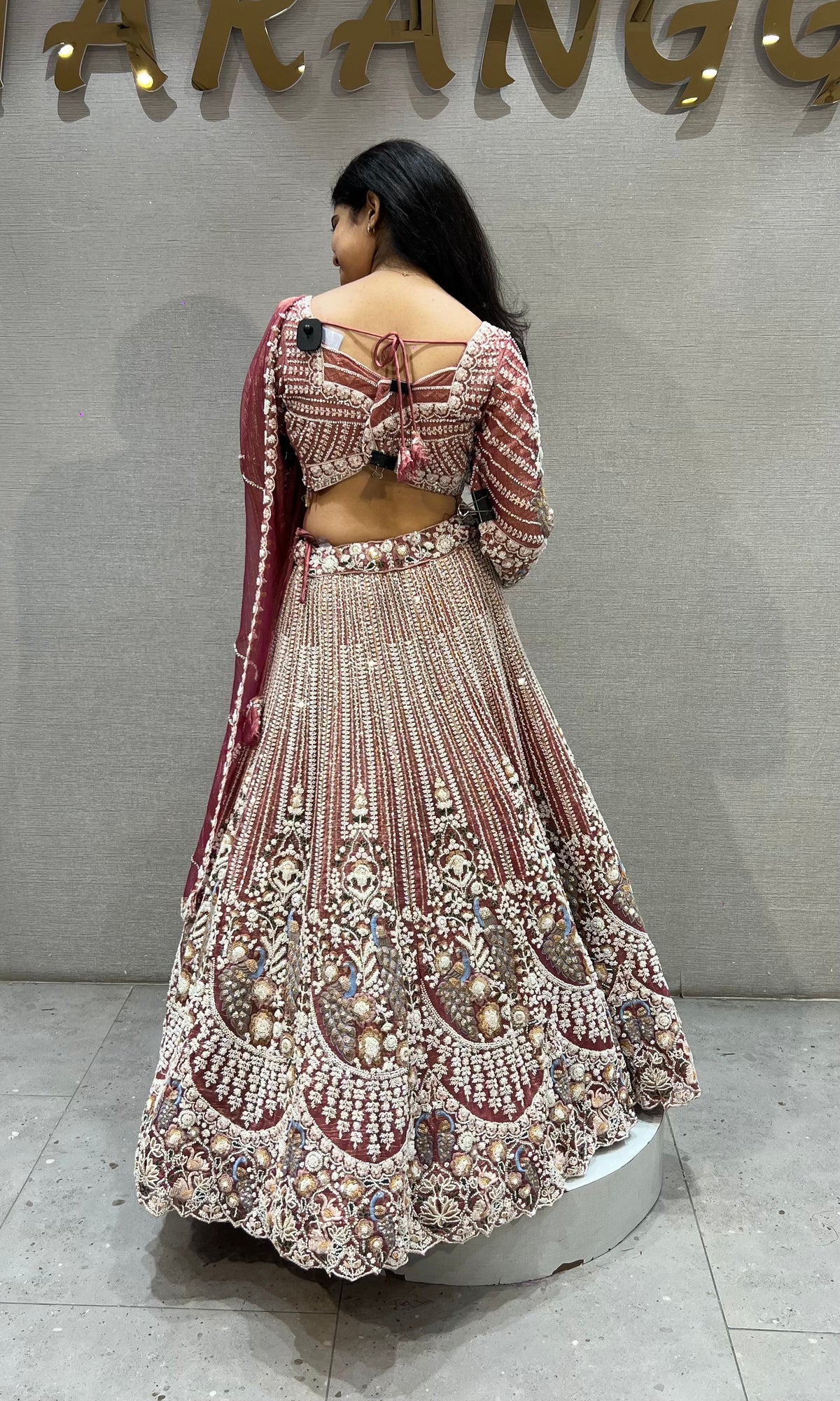 Light Pink Floral silk Embroidered Bridal Lehenga Set with Dupatta