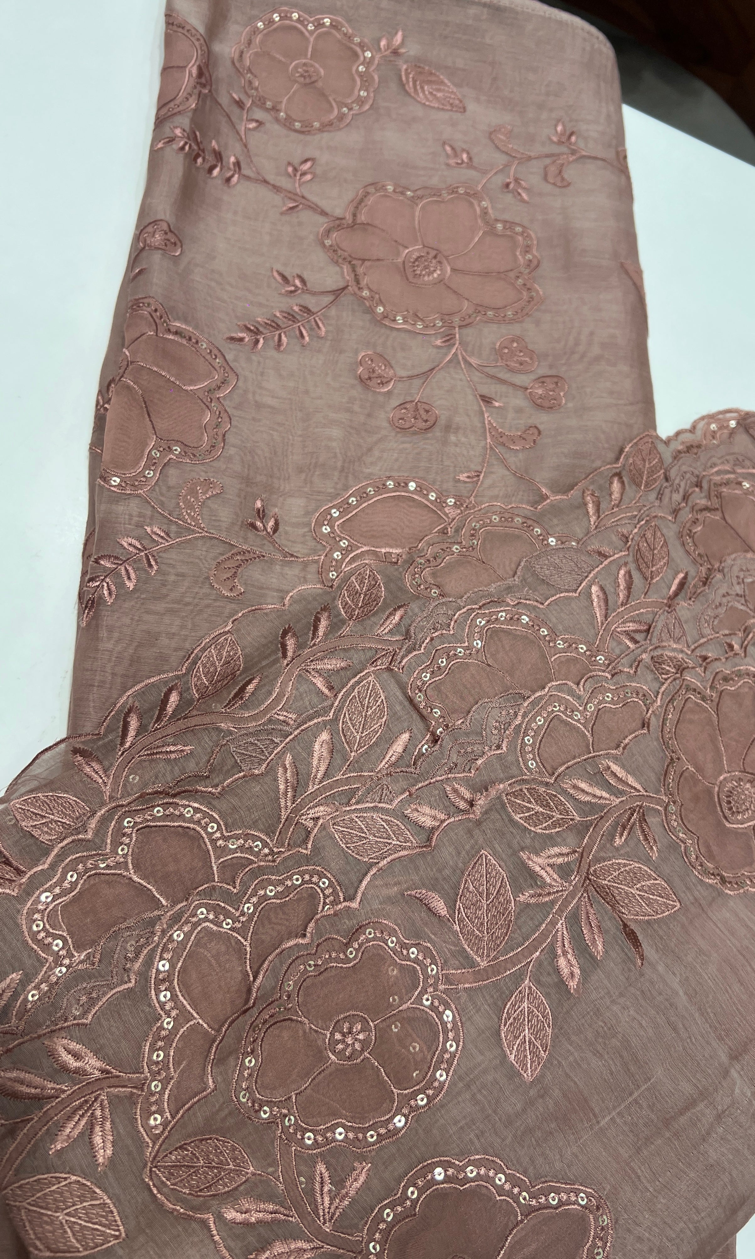 Peach FLORAL dress material