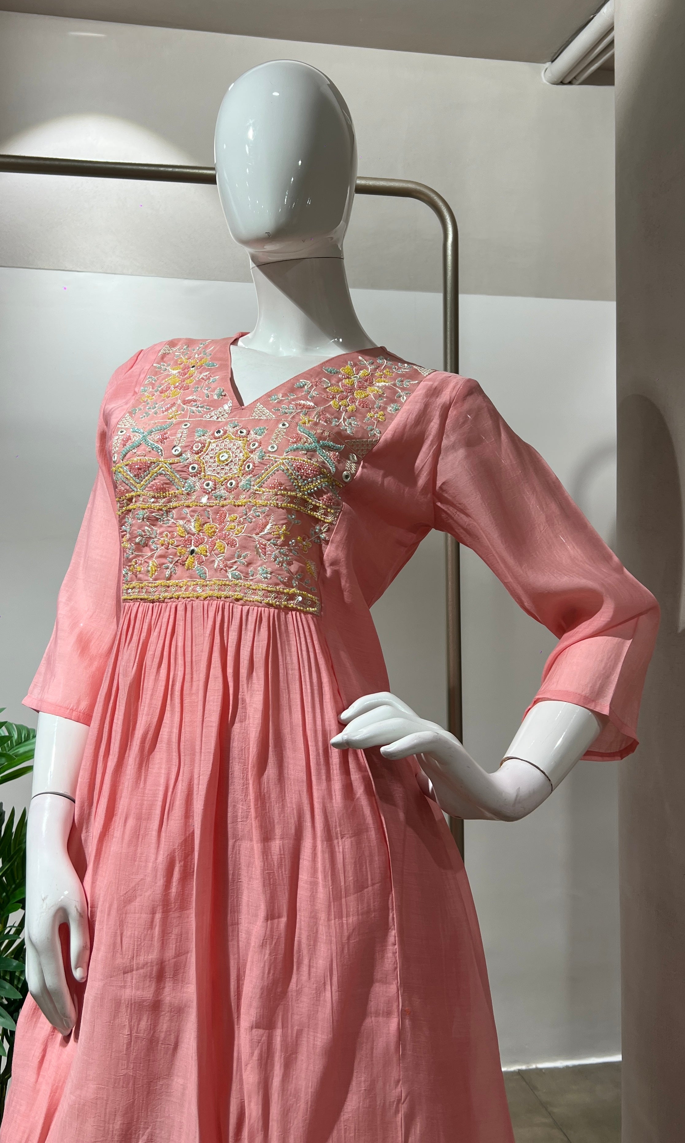 BLUSH PINK MUL CHANDERI KURTA SET