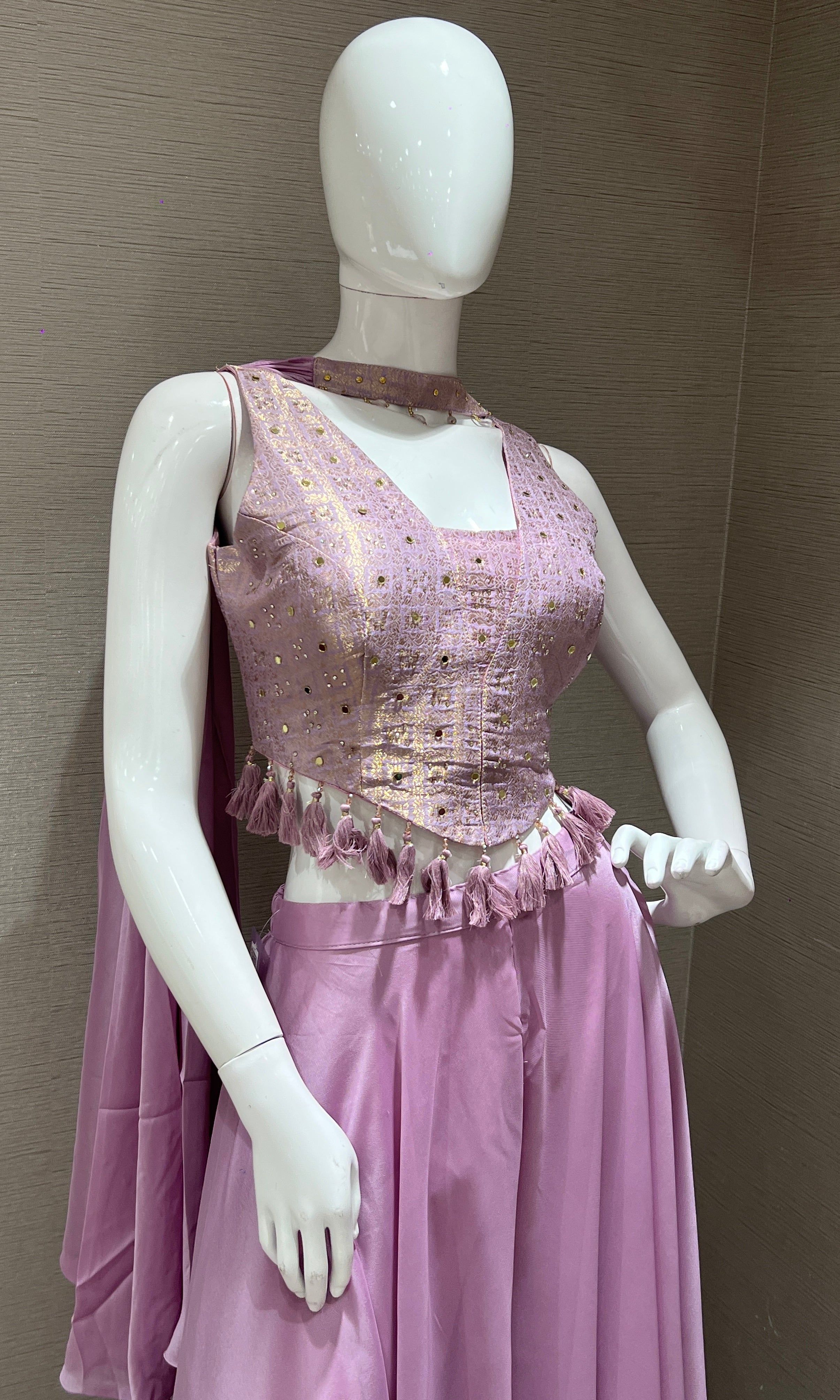 Light Purple embroidered corset top with Palazoo